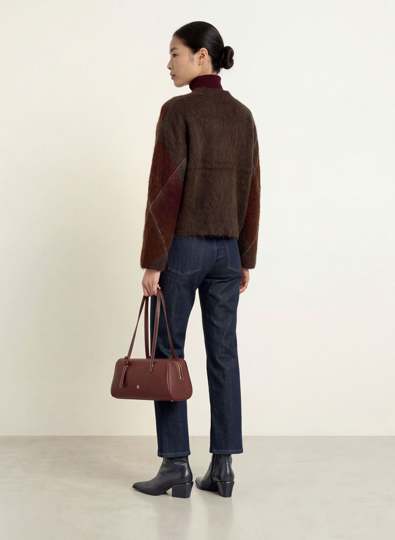 Y.A.S. Pullover mit Mohair: DUNKELBRAUN / BRAUN / CREME