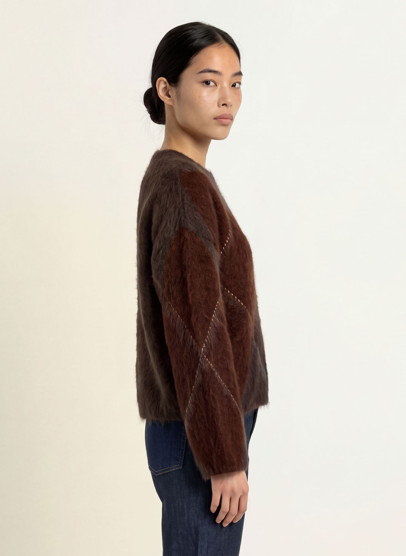 Y.A.S. Pullover mit Mohair: DUNKELBRAUN / BRAUN / CREME