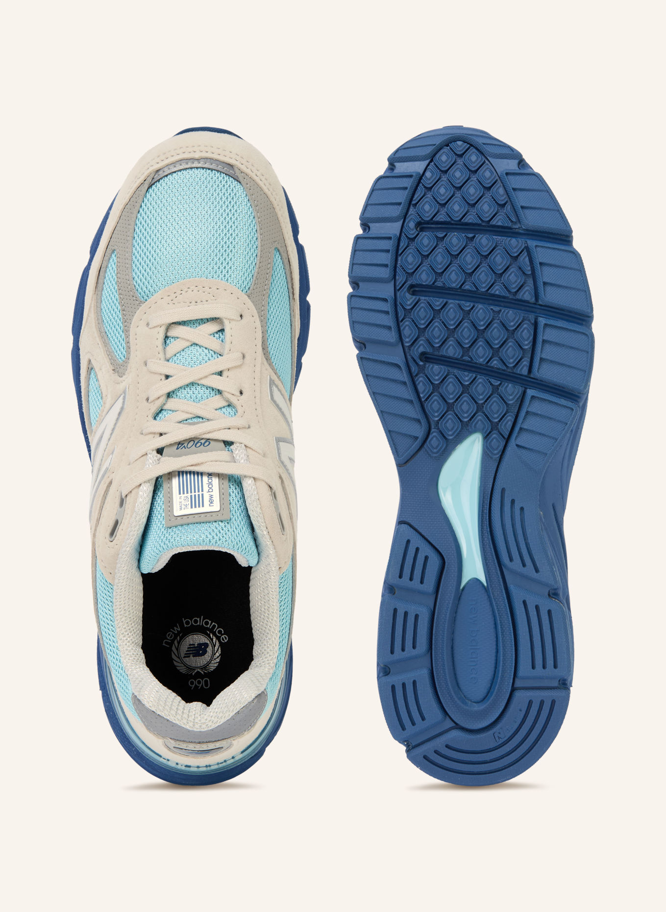 new balance Sneakers 990: LIGHT BLUE / LIGHT GRAY