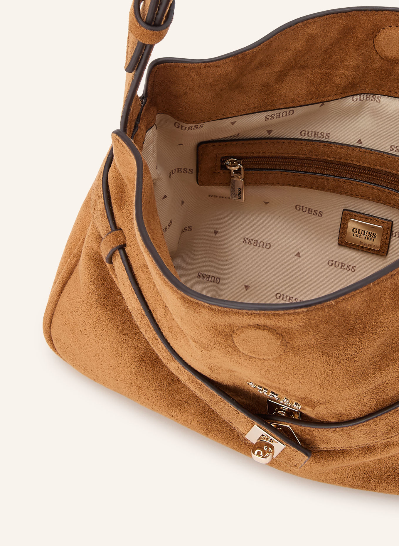 GUESS ELLA Crossbody Bag: COGNAC / GOLD