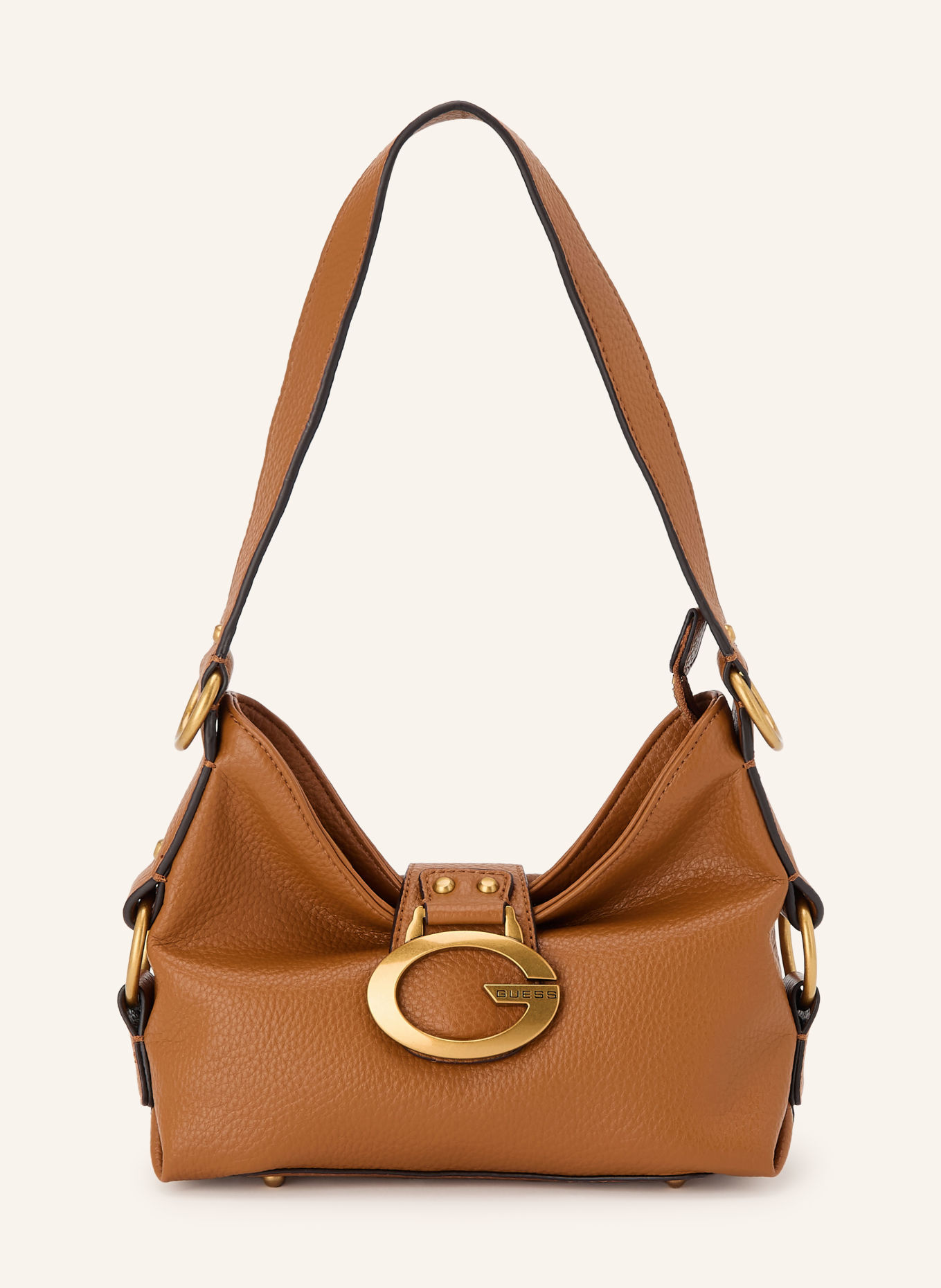GUESS Schultertasche CAMDEN MINI: COGNAC / GOLD
