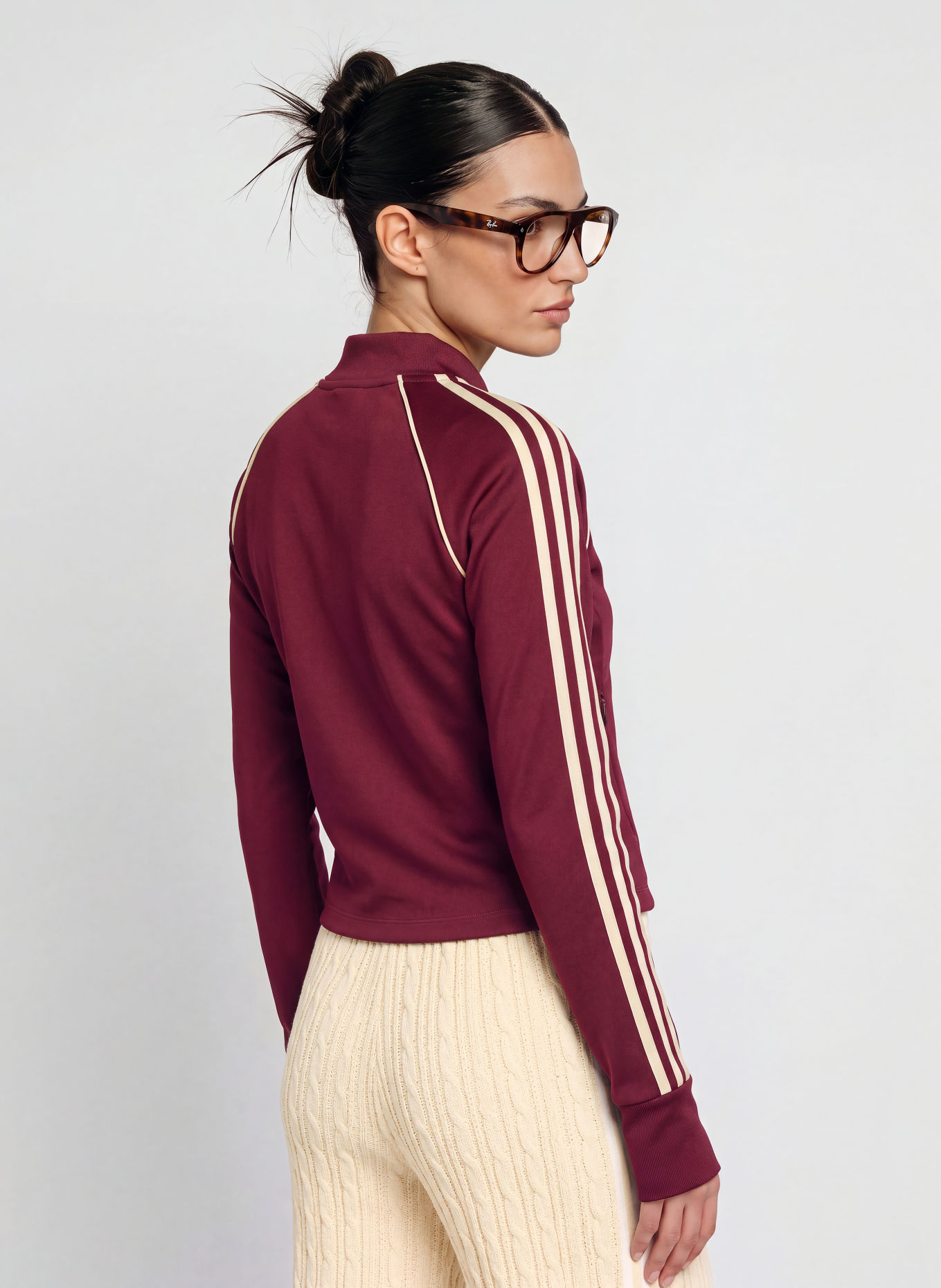 adidas Originals Veste d'entraînement SPORT SST: ROUGE FONCÉ / BLANC