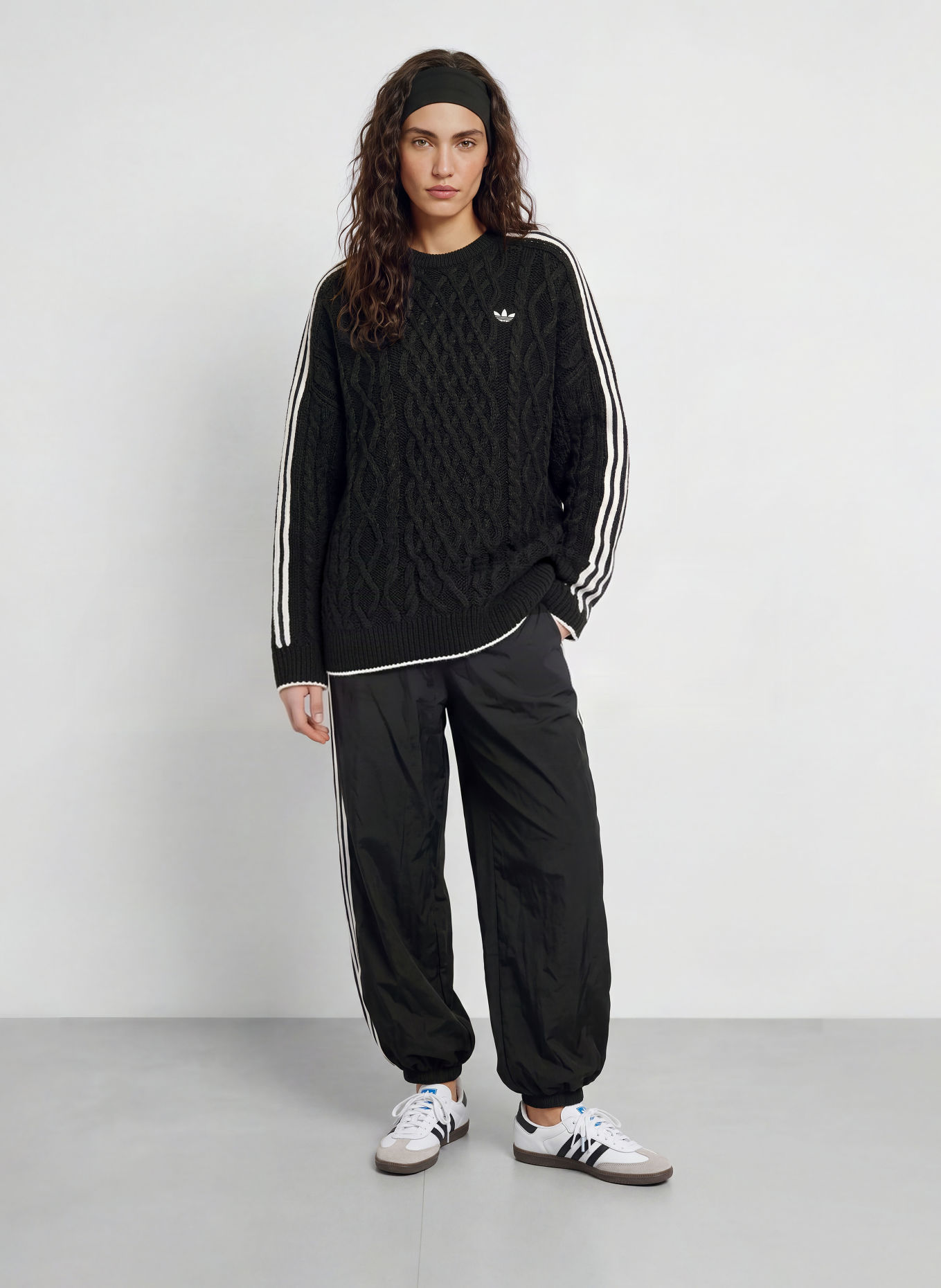 adidas Originals Pullover CABLEKNIT: SCHWARZ / WEISS
