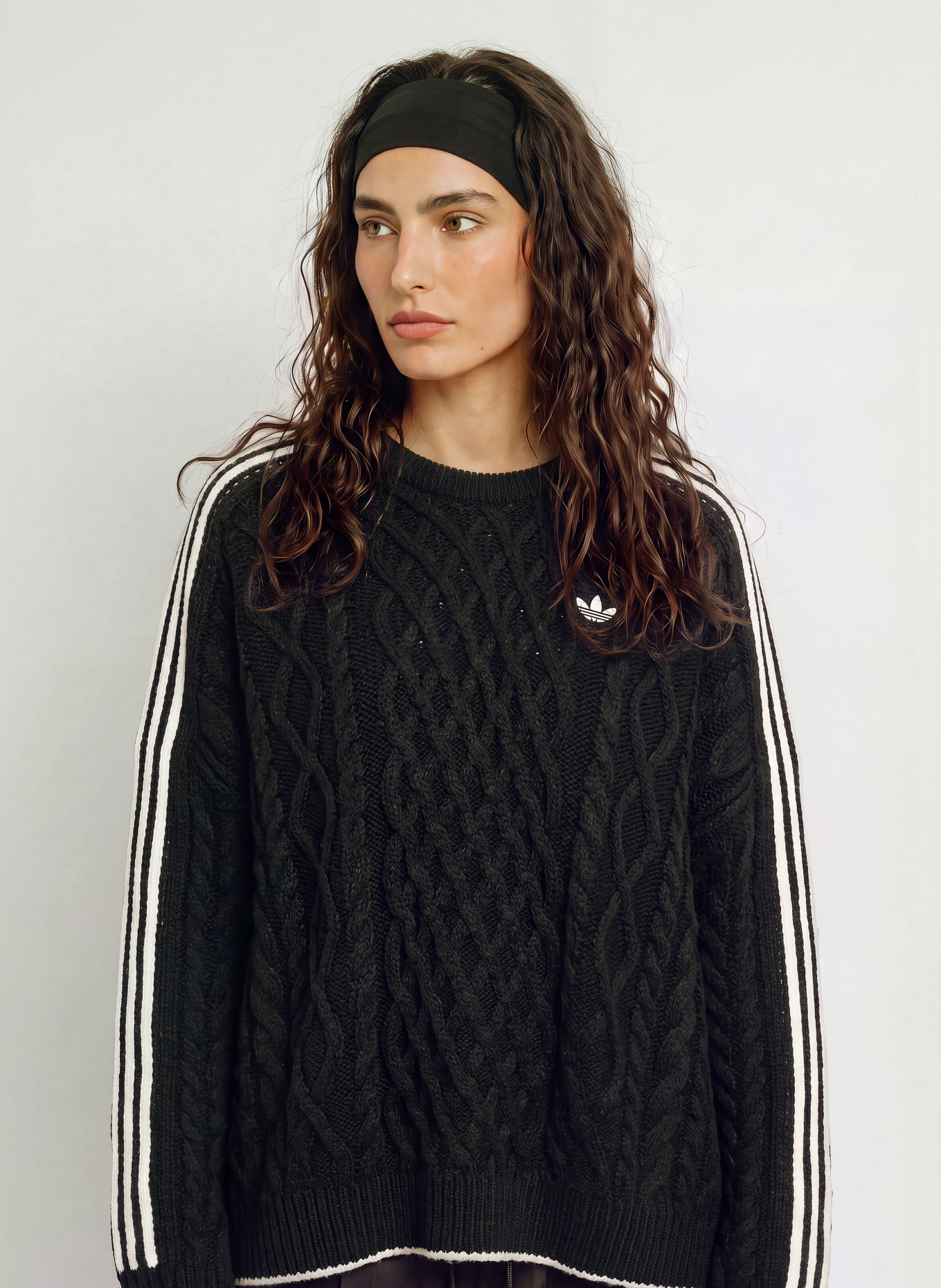 adidas Originals Pullover CABLEKNIT: SCHWARZ / WEISS