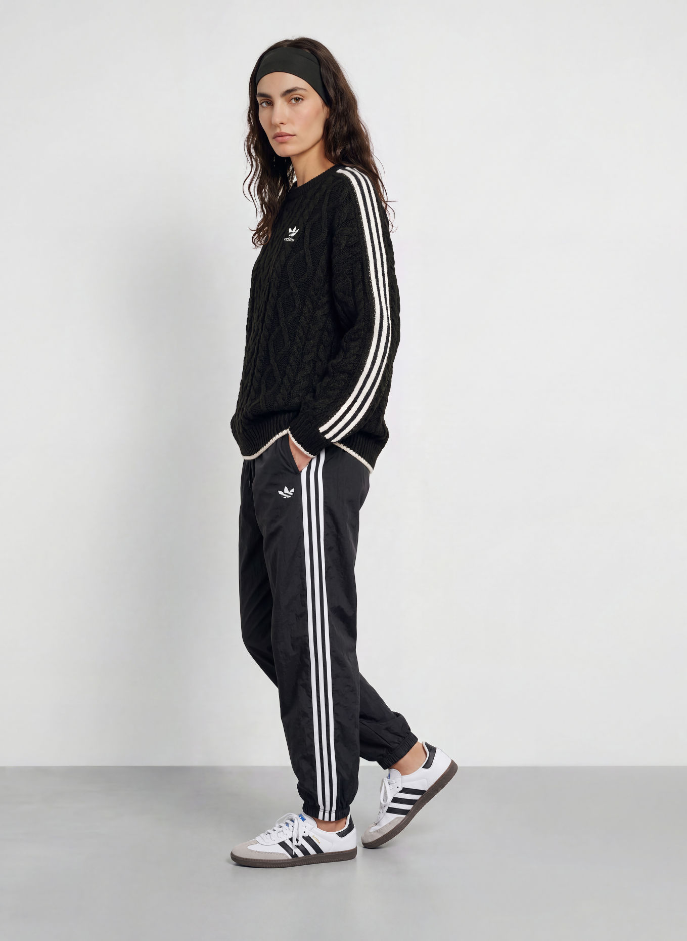 adidas Originals Pullover CABLEKNIT: SCHWARZ / WEISS