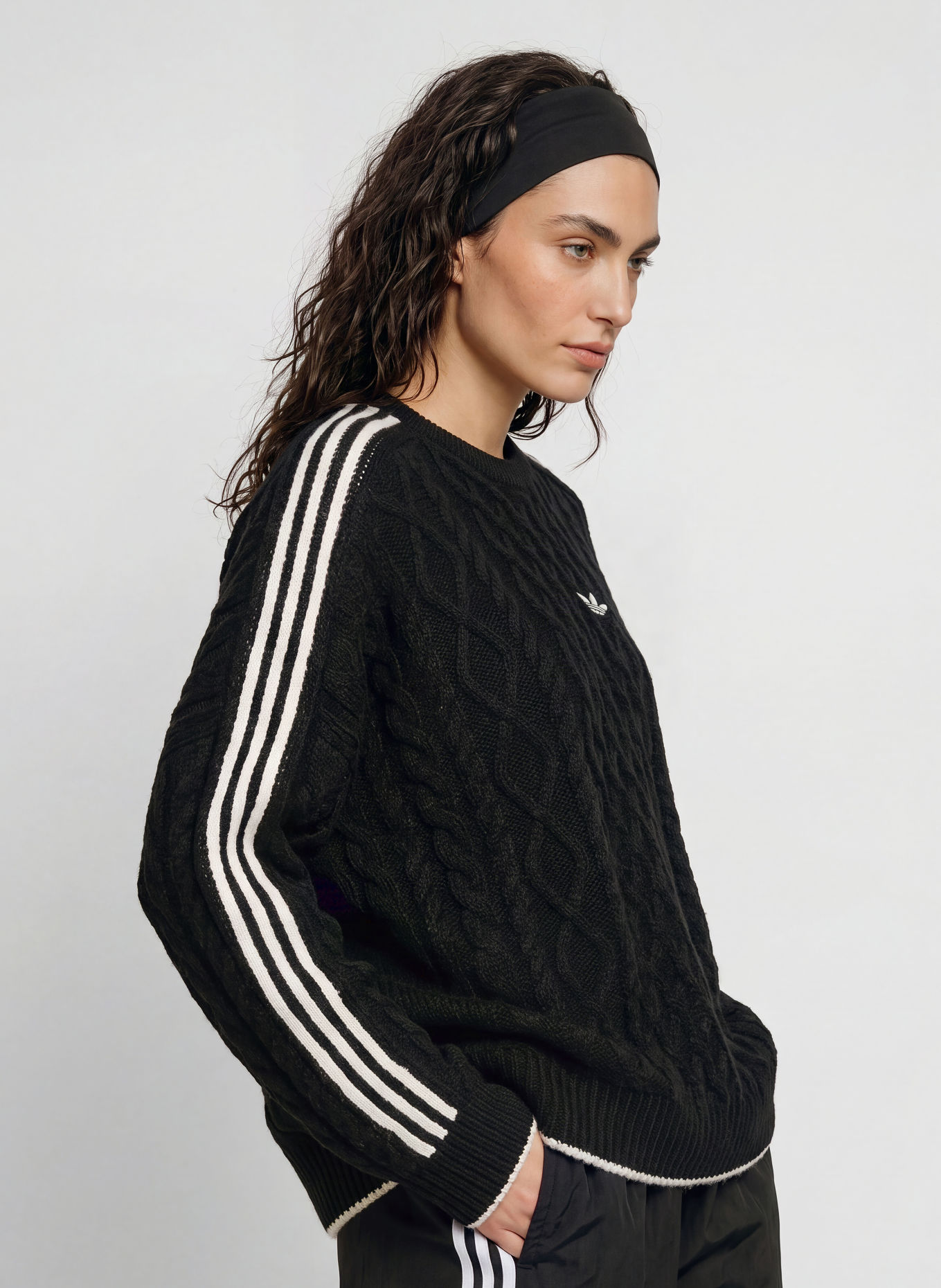 adidas Originals Pullover CABLEKNIT: SCHWARZ / WEISS
