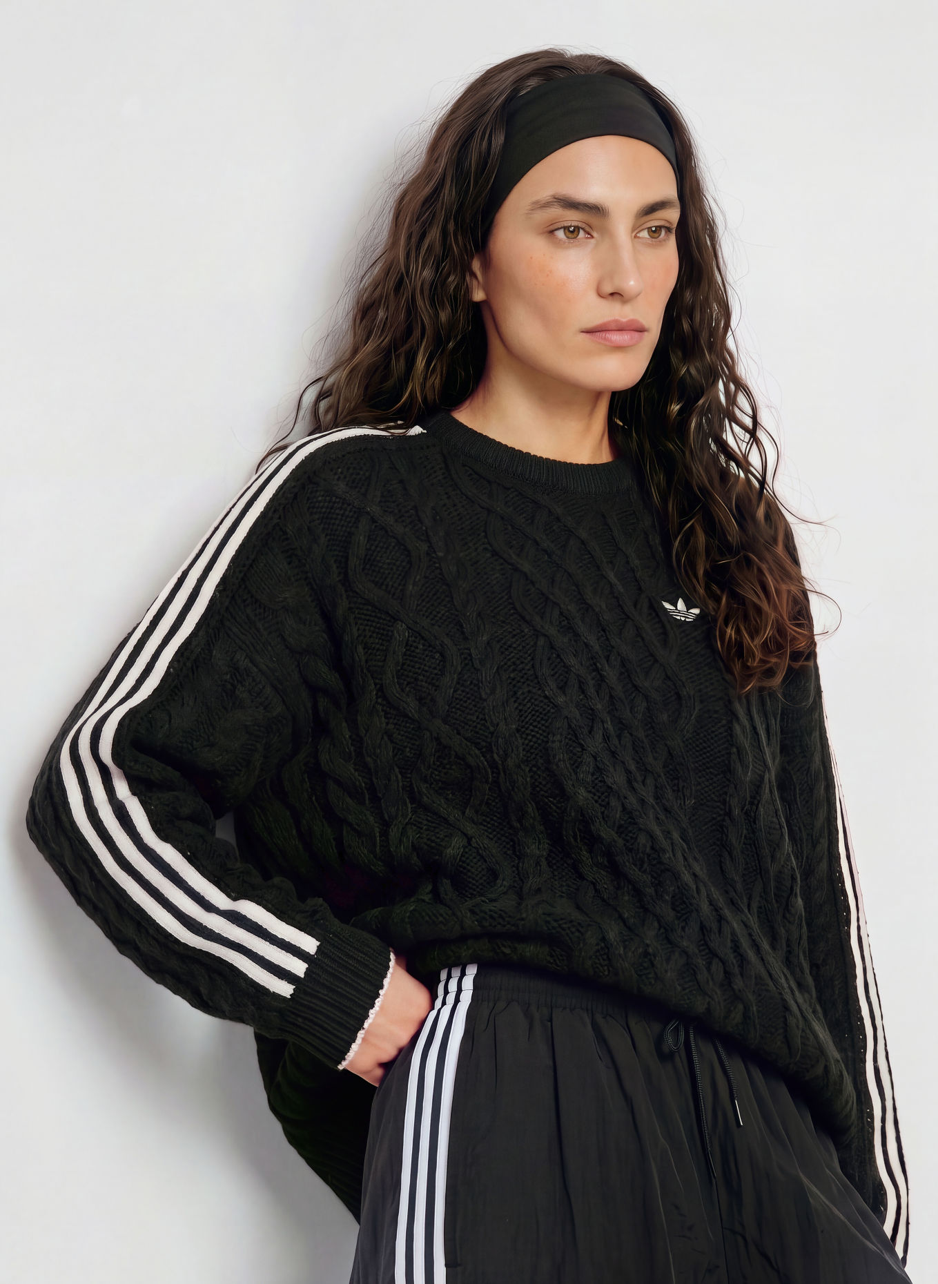 adidas Originals Pullover CABLEKNIT: SCHWARZ / WEISS