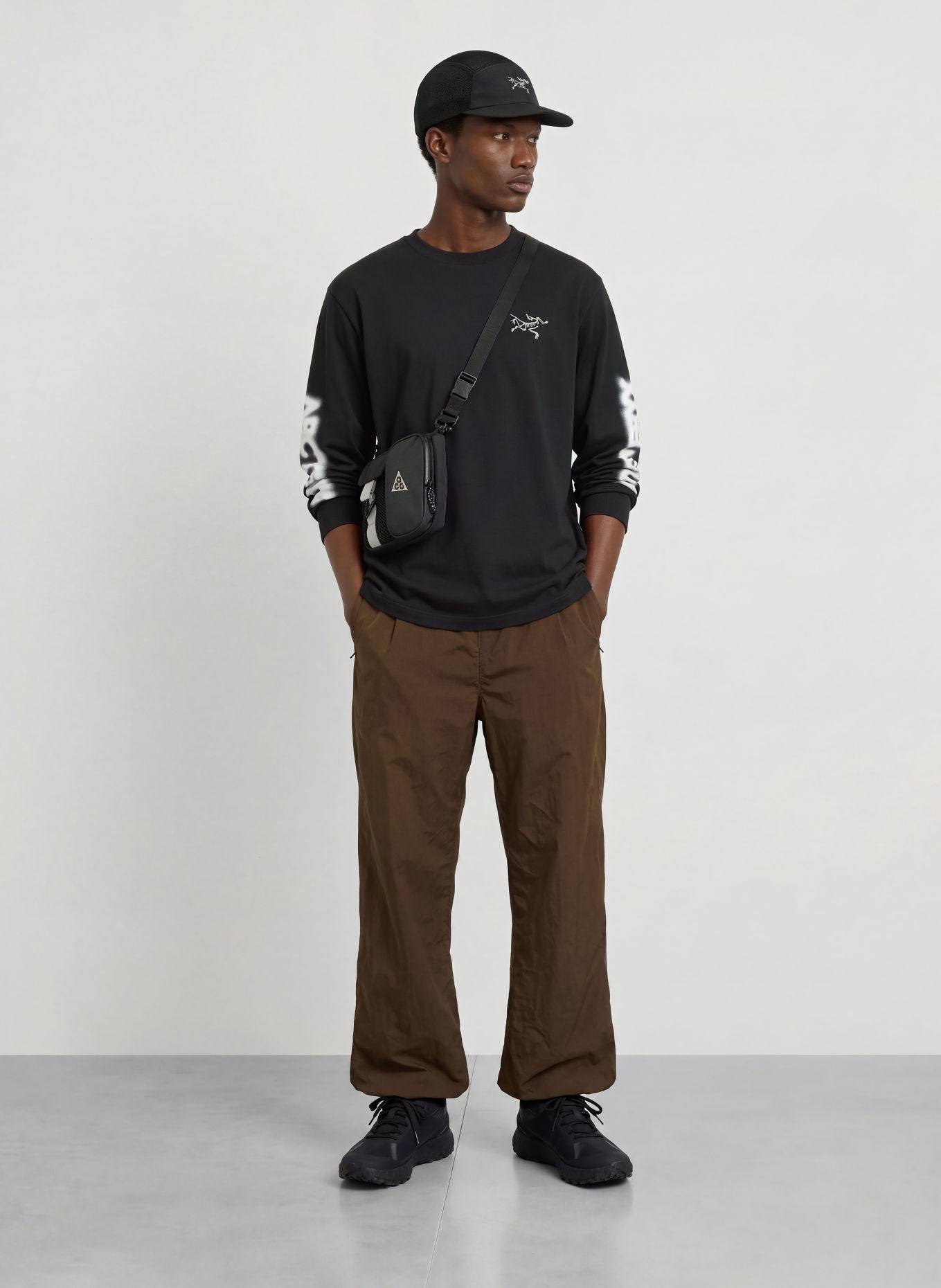 ARC'TERYX KRAGG Long-sleeve shirt: BLACK / WHITE