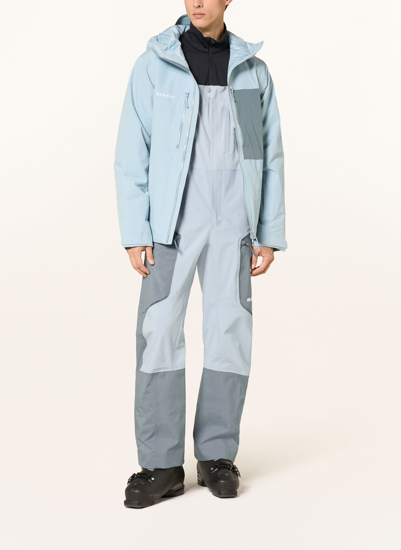 MAMMUT Hardshell lyžařské kalhoty EIGER FREE PRO BIB: TMAVĚ MODRÁ / ČERNOŠEDÁ