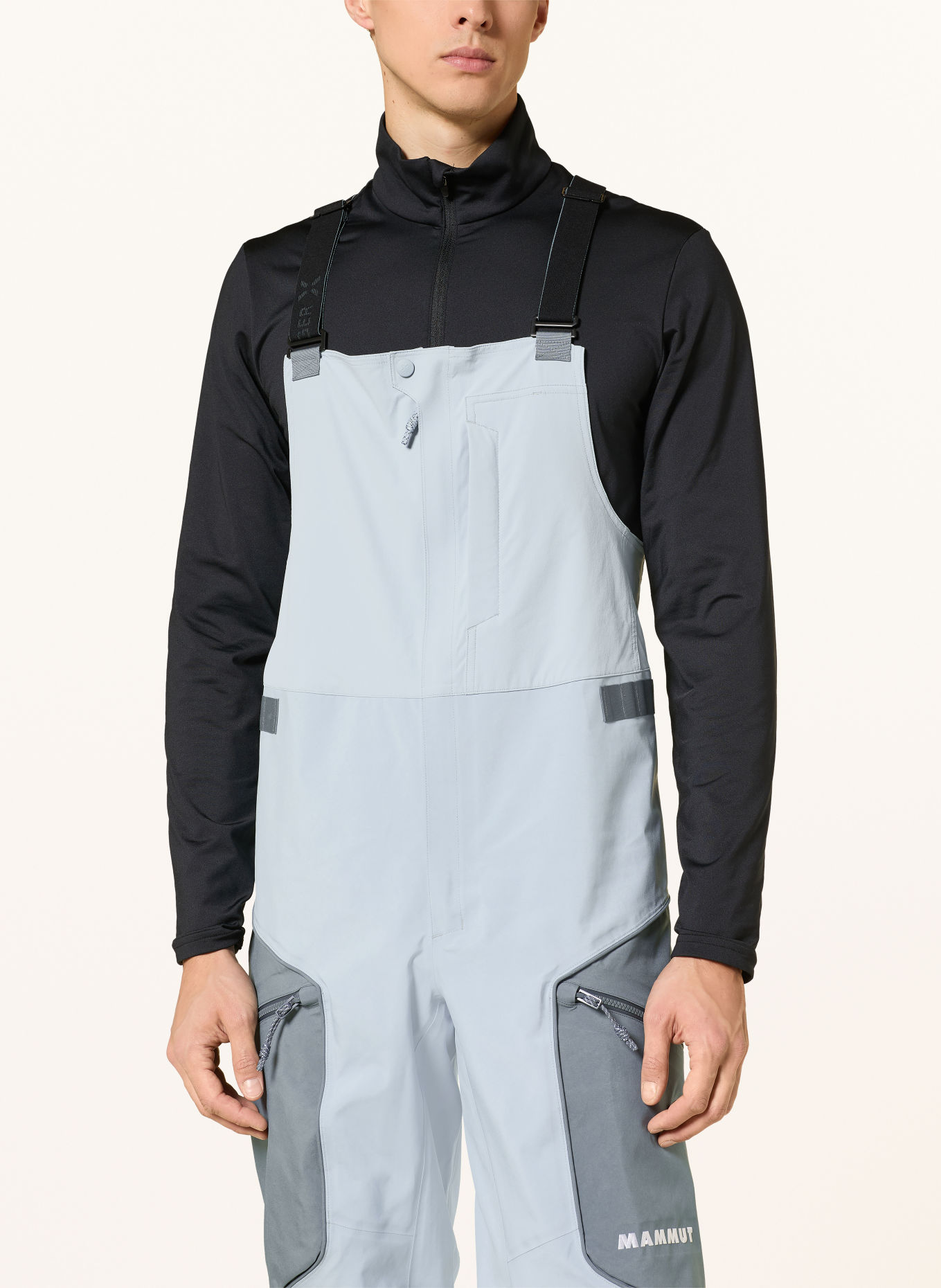 MAMMUT Hardshell lyžařské kalhoty EIGER FREE PRO BIB: TMAVĚ MODRÁ / ČERNOŠEDÁ