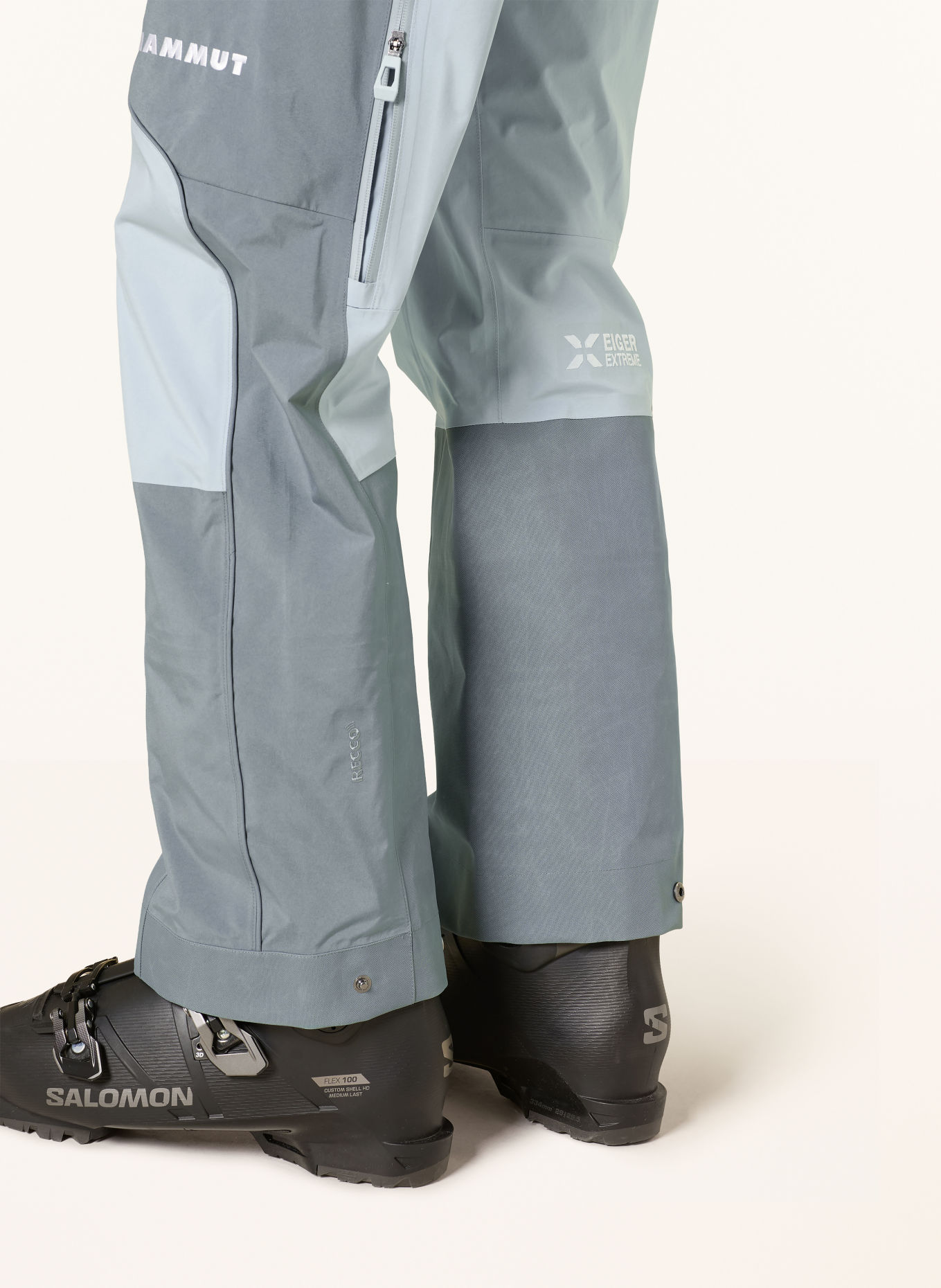 MAMMUT Hardshell lyžařské kalhoty EIGER FREE PRO BIB: TMAVĚ MODRÁ / ČERNOŠEDÁ