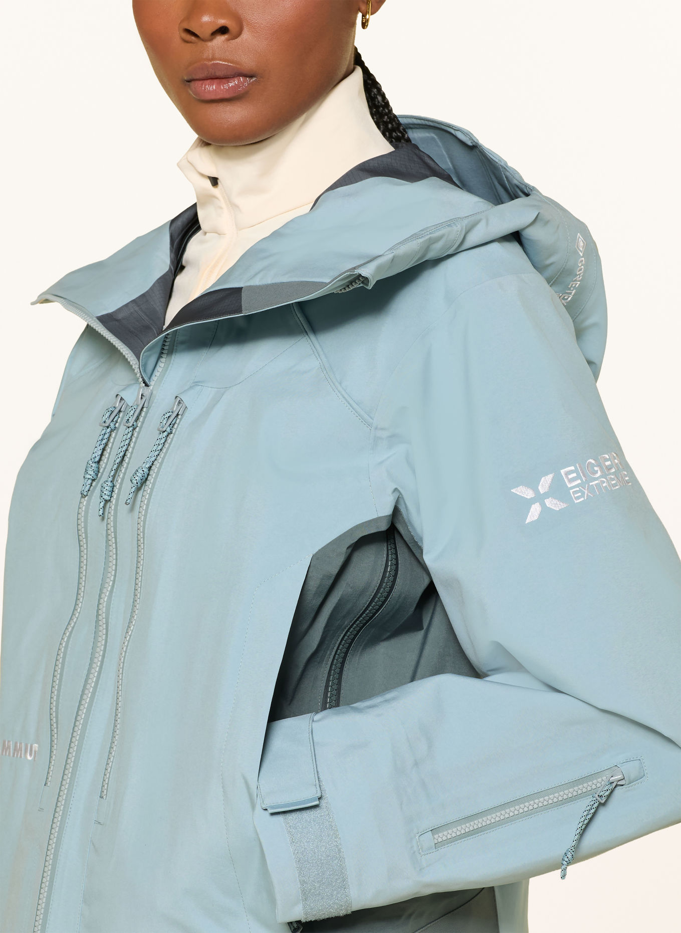 MAMMUT Hardshell-Skijacke EIGER FREE PRO: HELLBLAU / GRAU