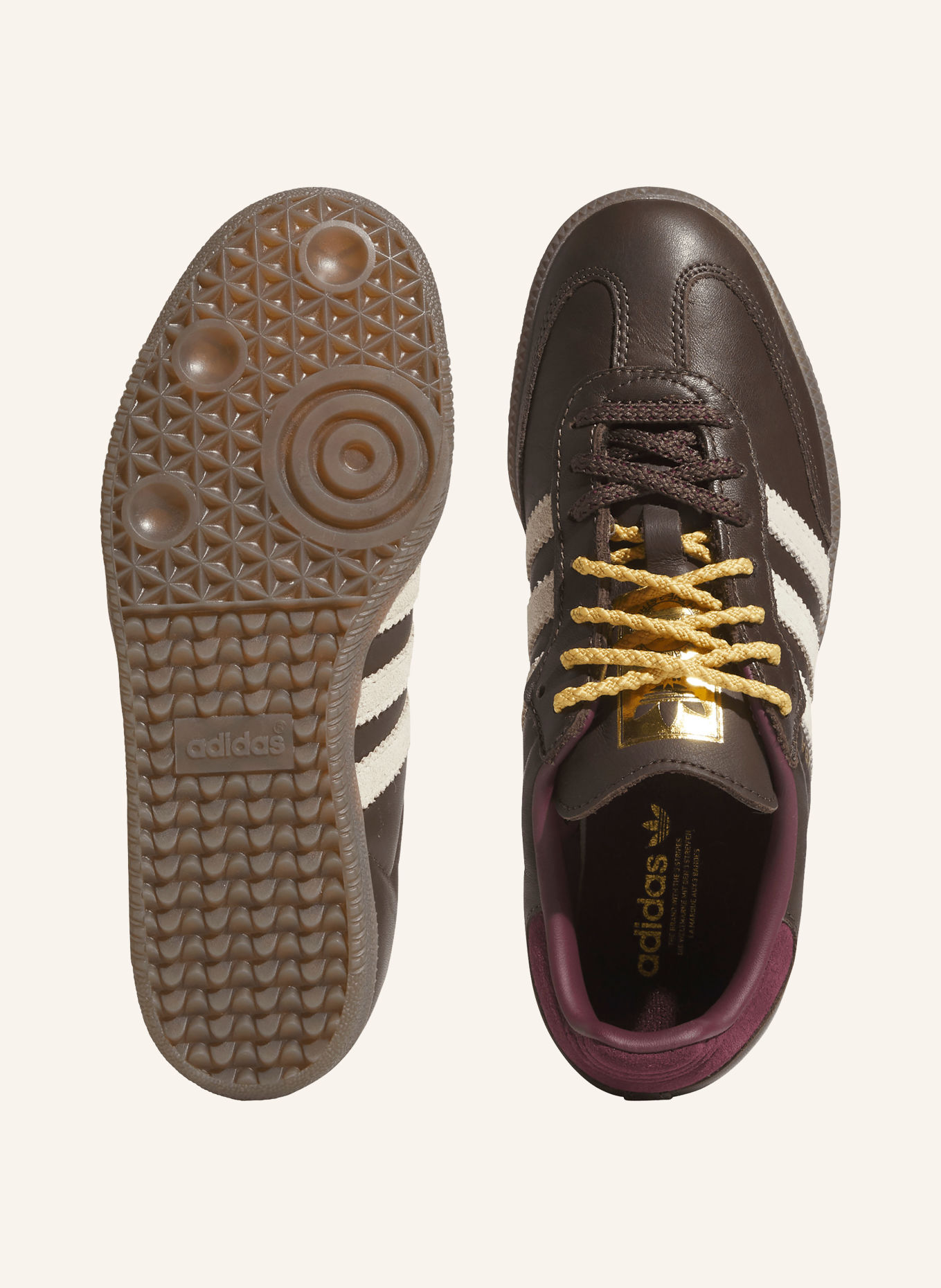 adidas Originals SAMBA OG Sneakers: BROWN / CREAM / DARK RED