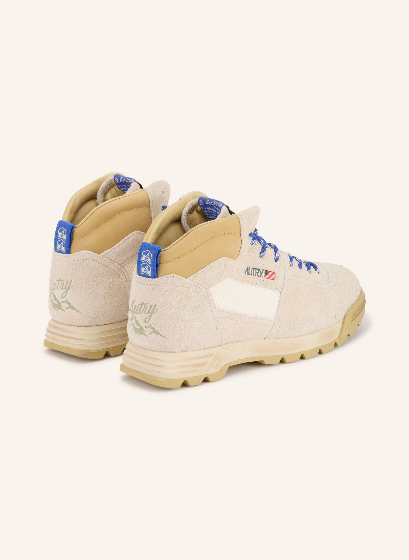 AUTRY MALGA MID Lace-up boots: BEIGE / CREAM / DARK BLUE