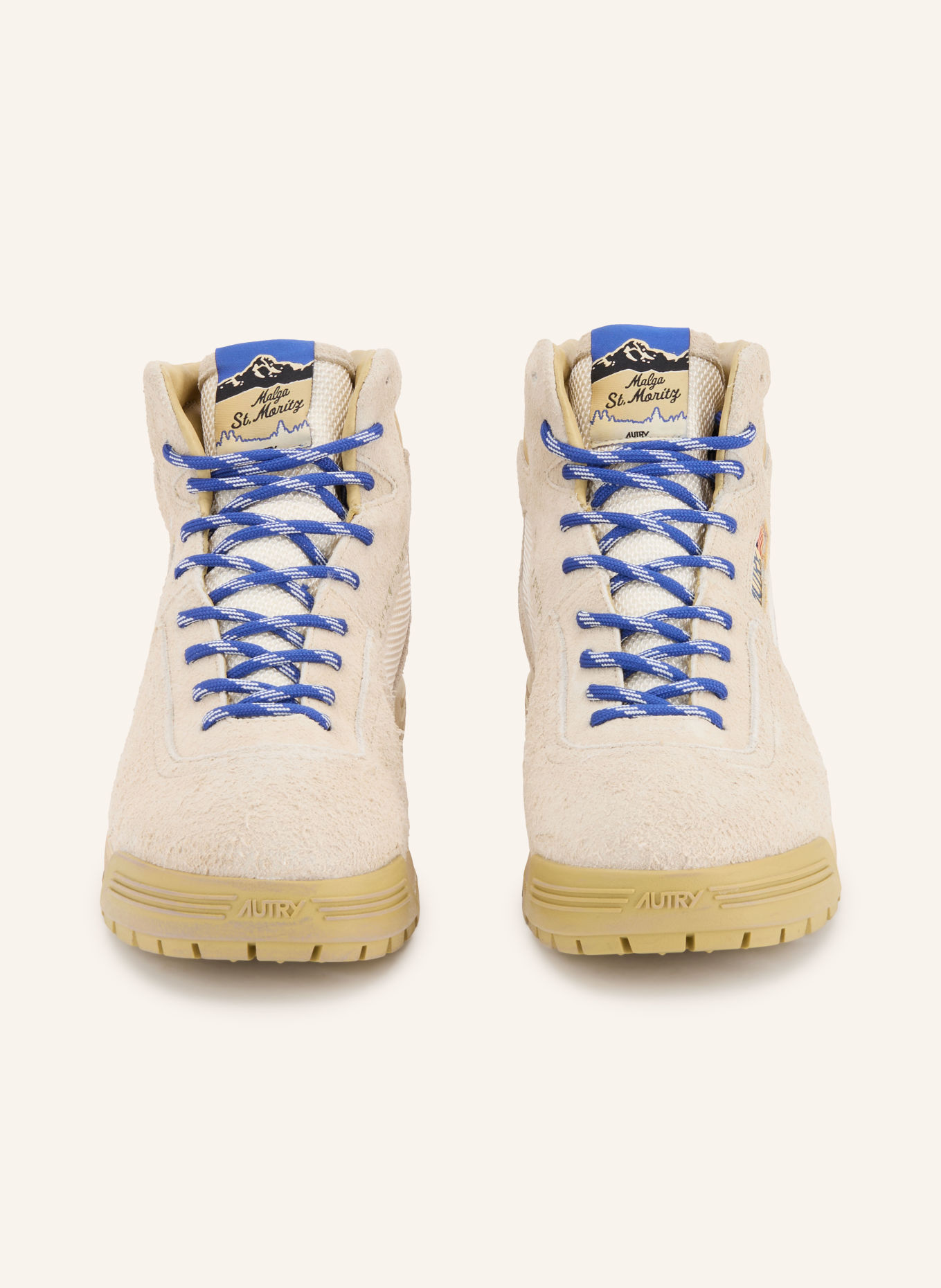 AUTRY MALGA MID Lace-up boots: BEIGE / CREAM / DARK BLUE