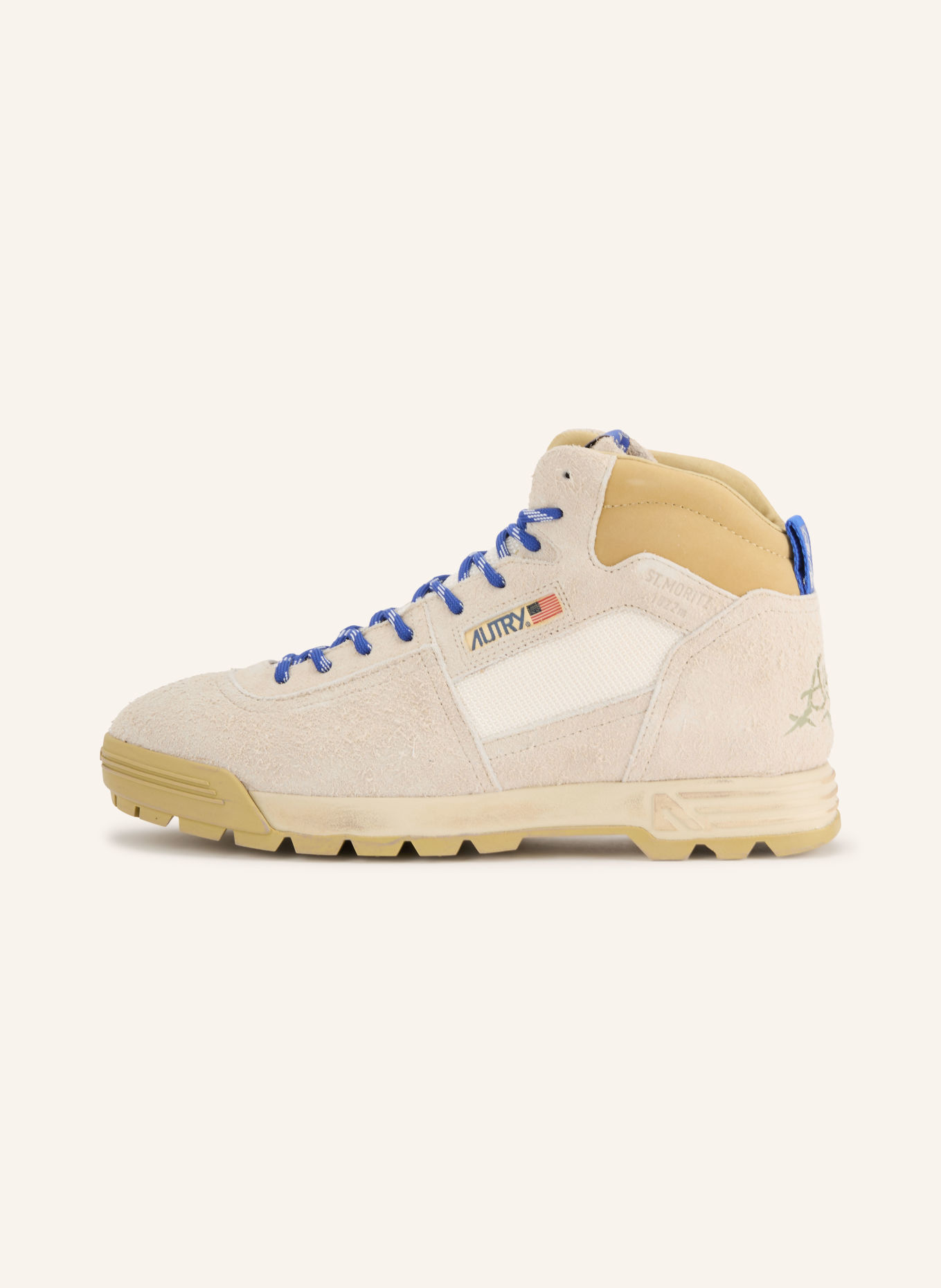 AUTRY MALGA MID Lace-up boots: BEIGE / CREAM / DARK BLUE