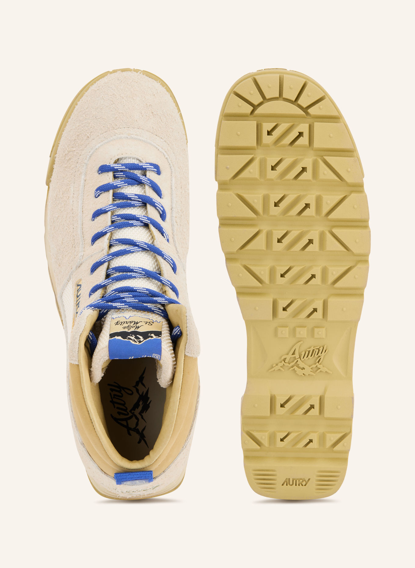 AUTRY MALGA MID Lace-up boots: BEIGE / CREAM / DARK BLUE