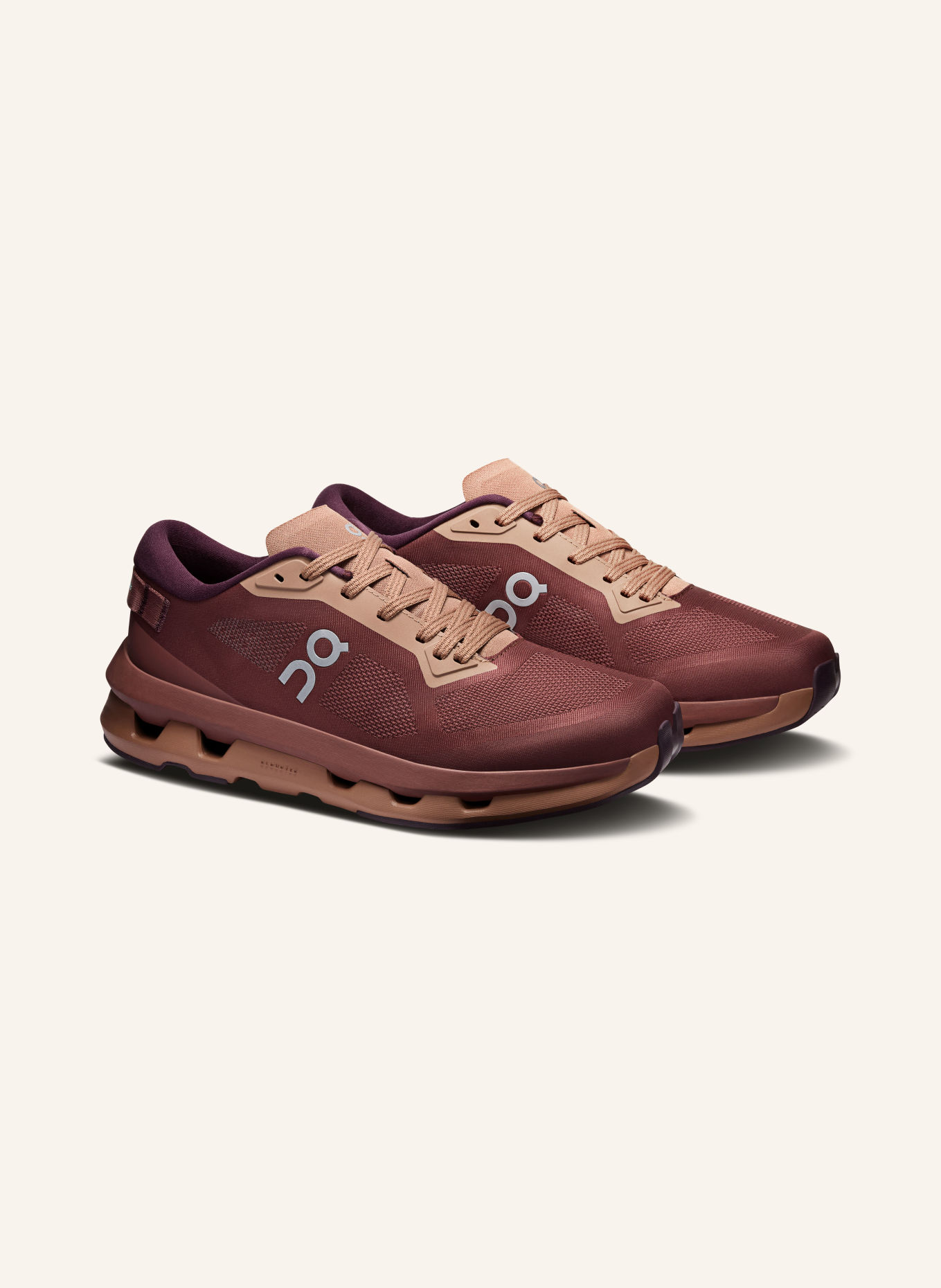 On CLOUDZONE Sneakers: DARK RED / LIGHT BROWN / DARK PURPLE
