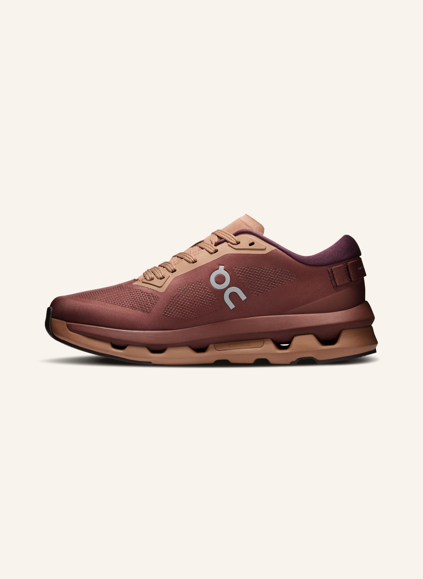On CLOUDZONE Sneakers: DARK RED / LIGHT BROWN / DARK PURPLE