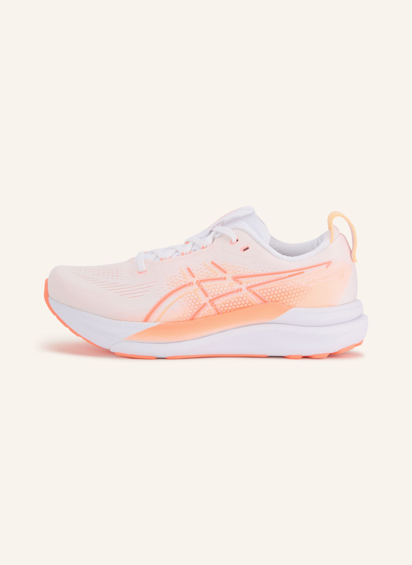 ASICS GEL-KAYANO 33 Running Shoes: WHITE / NEON RED / NEON ORANGE