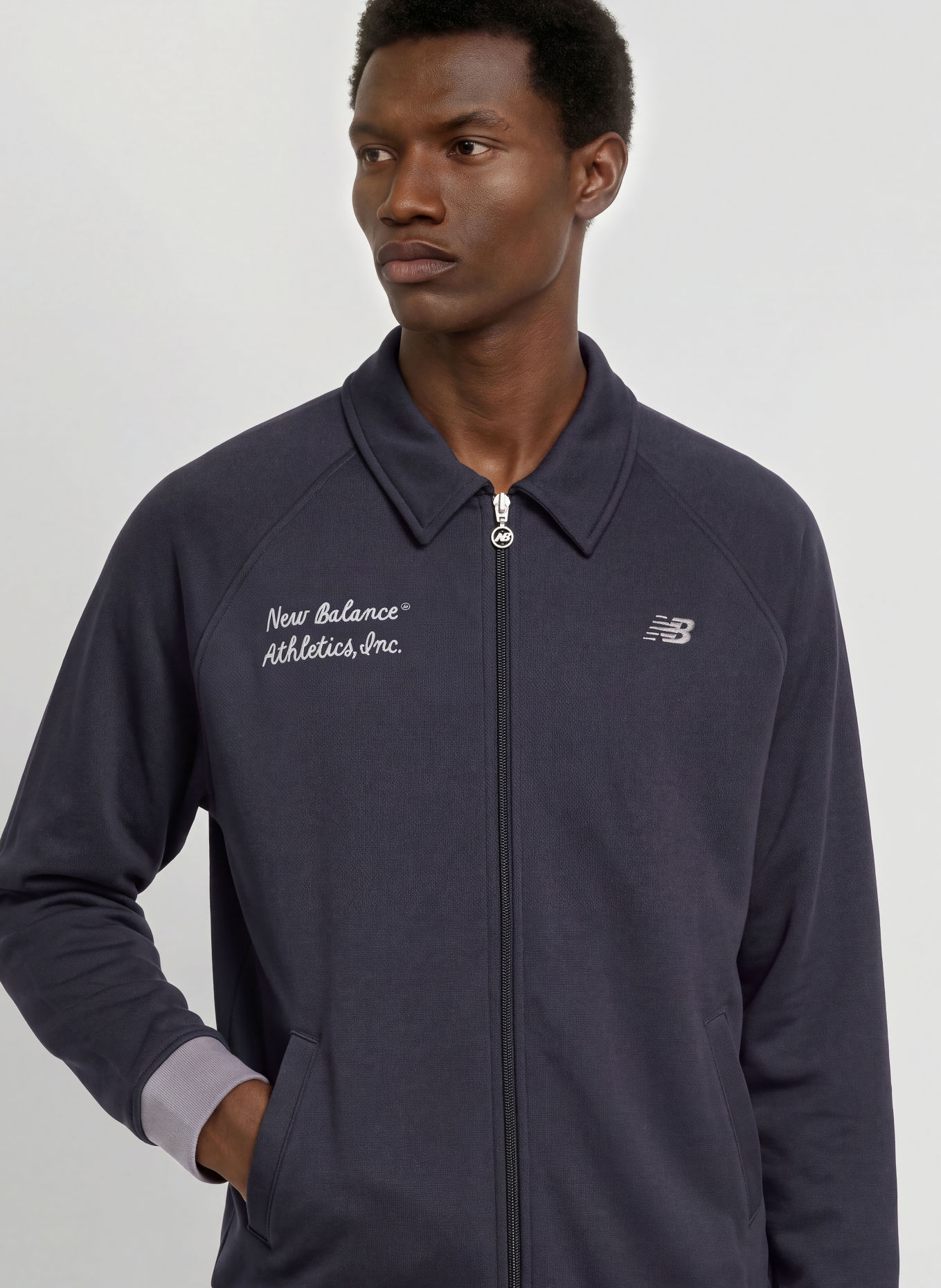 new balance Sweat zippé: BLEU FONCÉ / GRIS