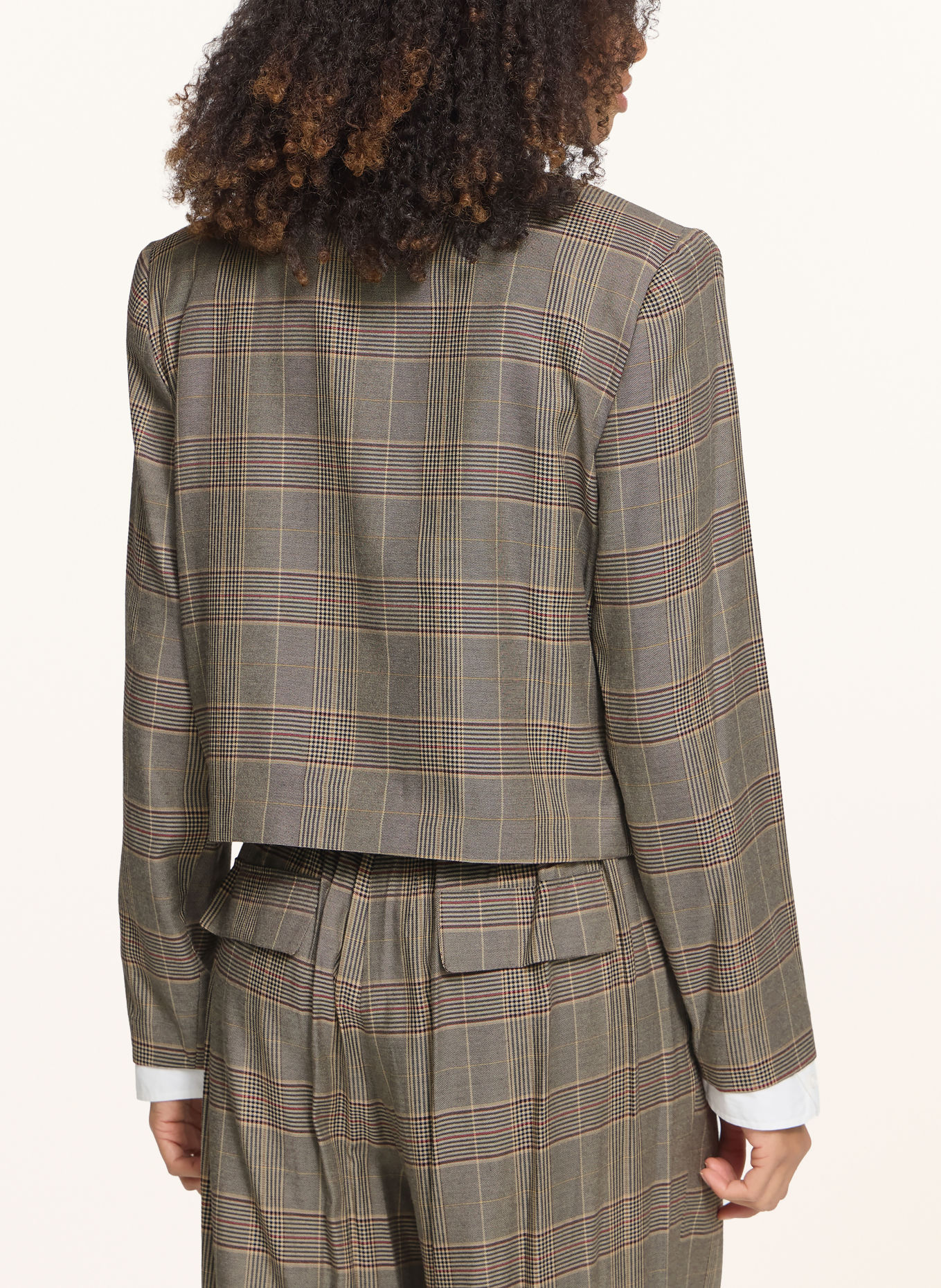 ICHI IHLAITO Blazer: BEIGE / RED / BLACK
