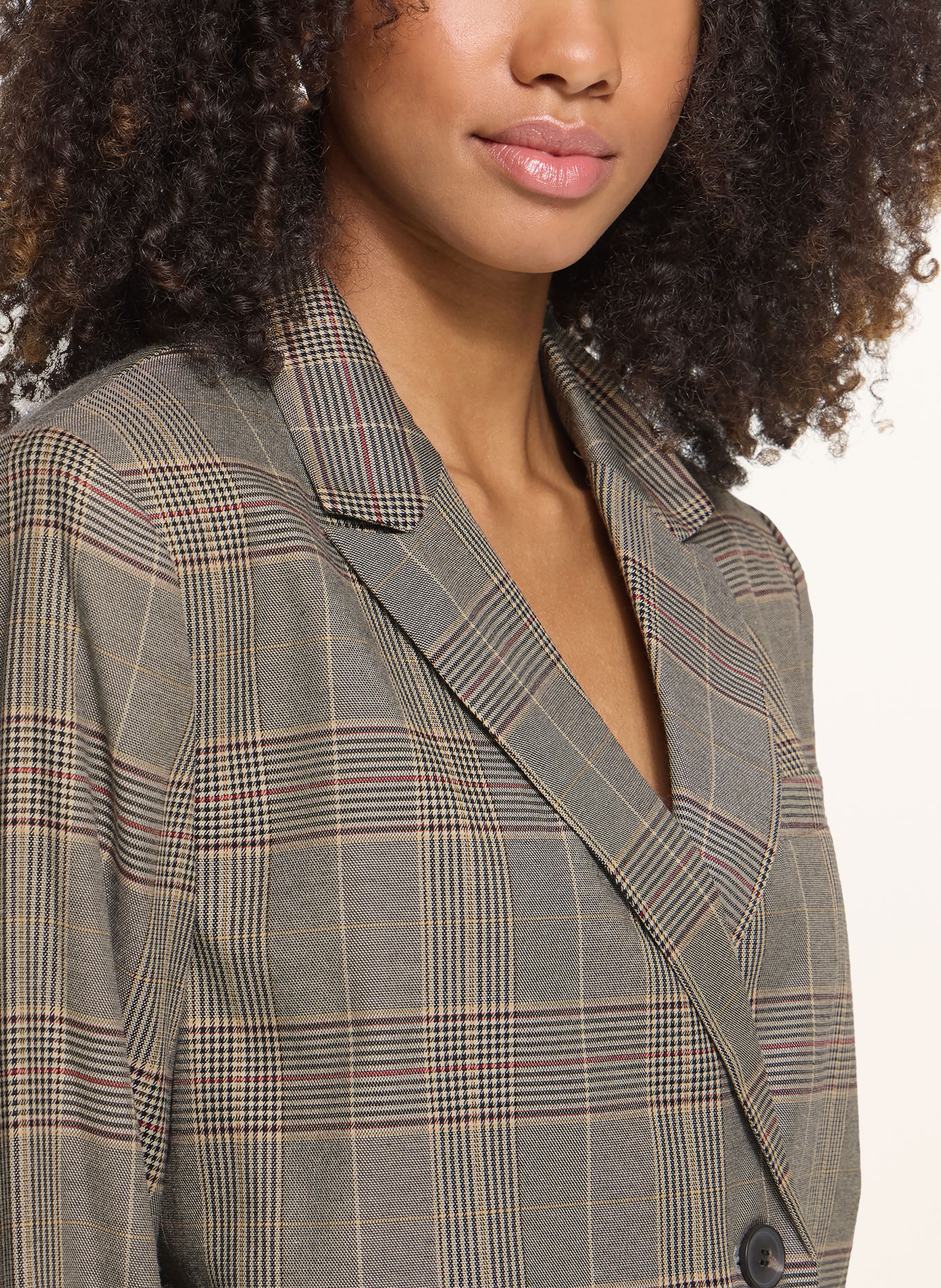 ICHI IHLAITO Blazer: BEIGE / RED / BLACK