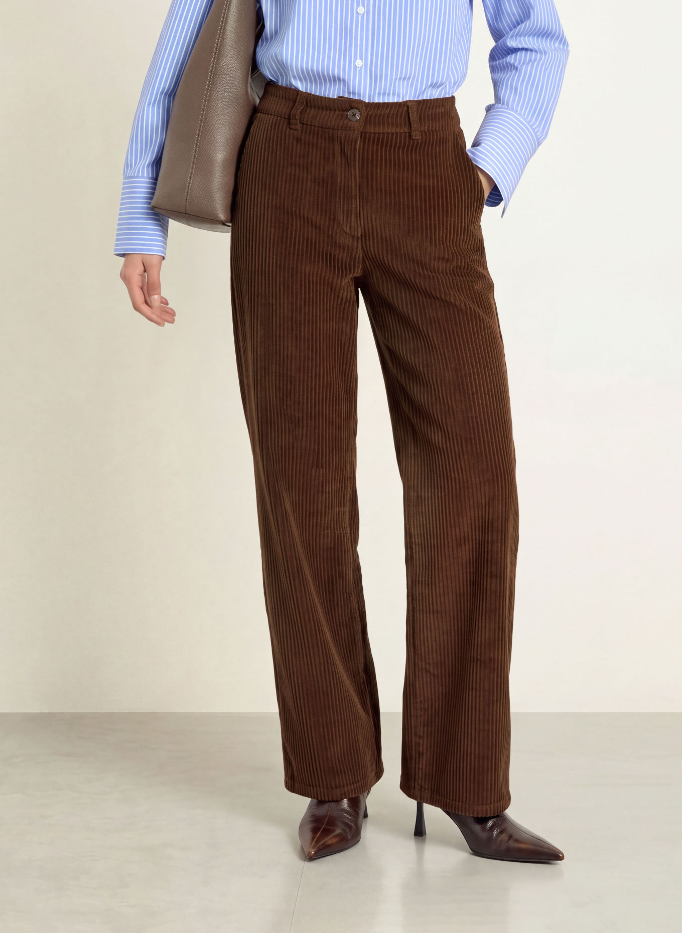 ICHI Corduroy Pants IHTAMARY: 191419 Chicory Coffee