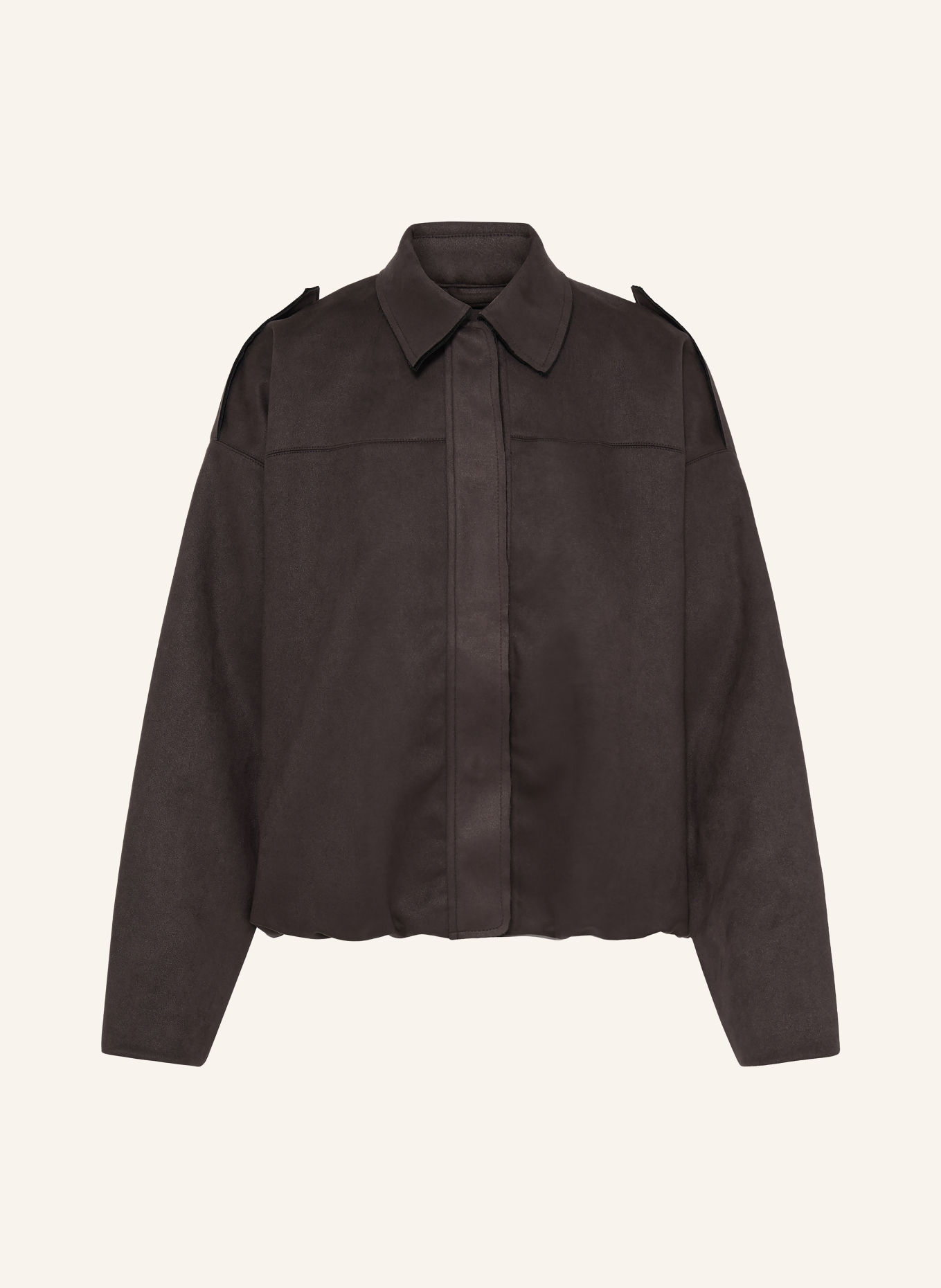 ICHI IHKEISHA Leather-Look Jacket: DARK BROWN