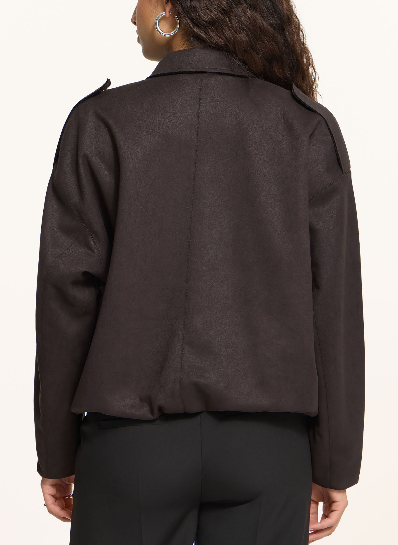 ICHI IHKEISHA Leather-Look Jacket: DARK BROWN