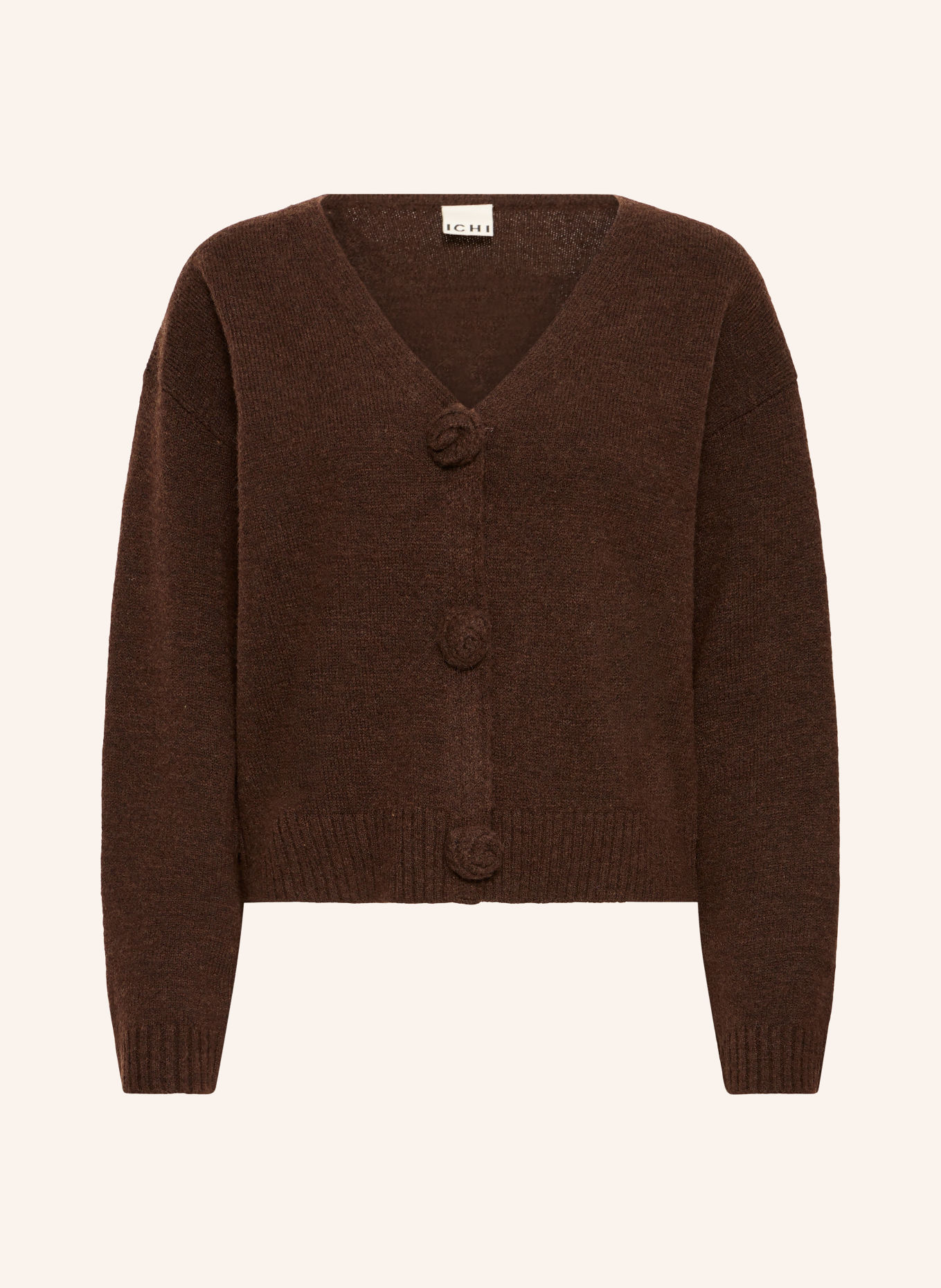 ICHI IHPOVOKE Cardigan: DARK BROWN