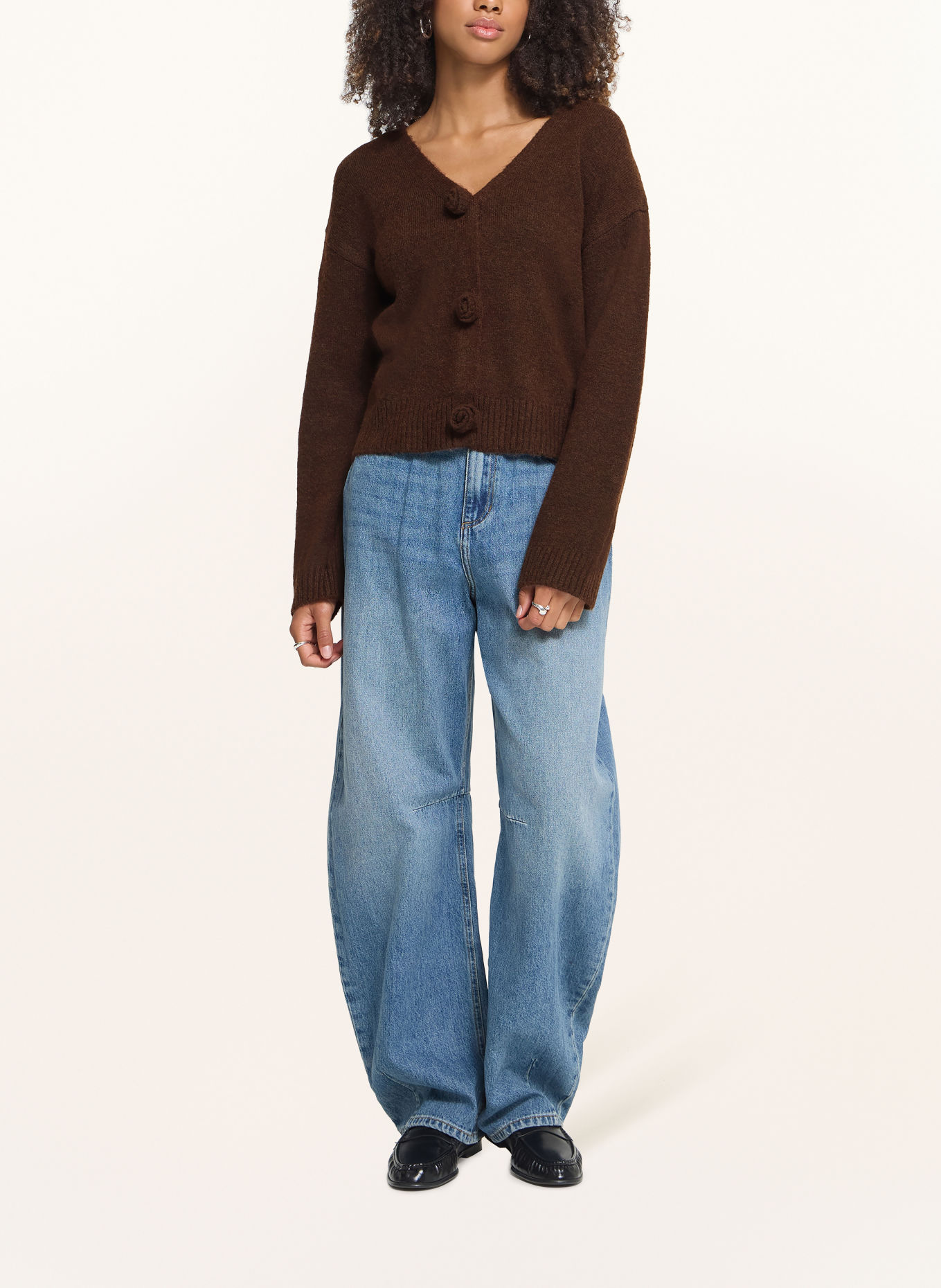 ICHI IHPOVOKE Cardigan: DARK BROWN