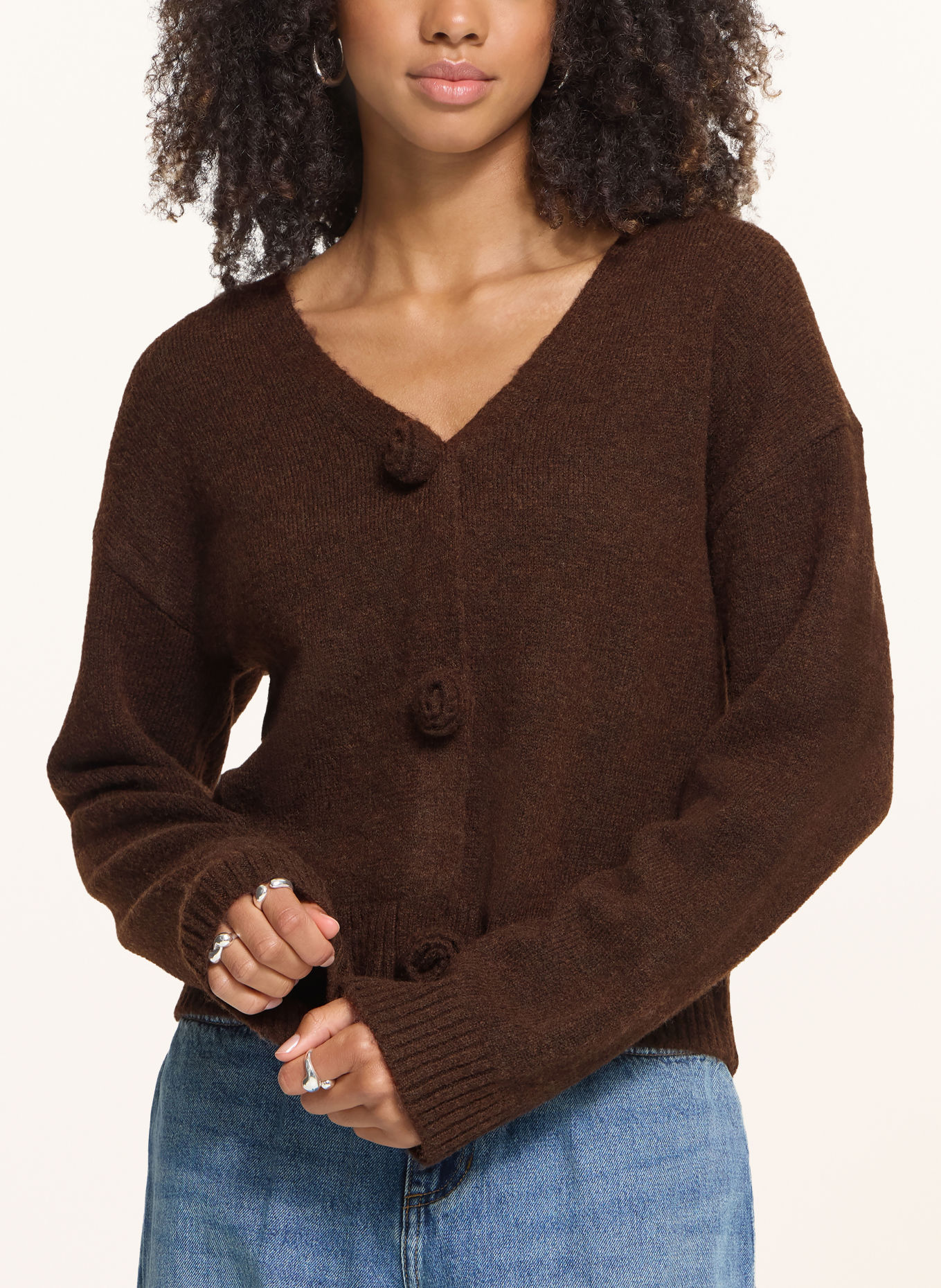 ICHI IHPOVOKE Cardigan: DARK BROWN