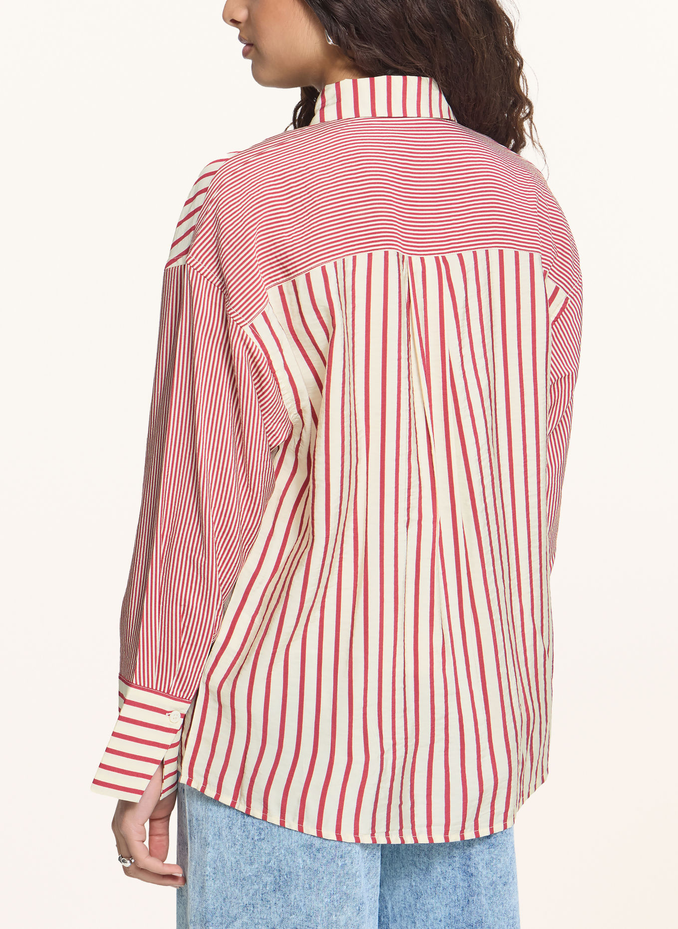 ICHI Hemdbluse IHLOURI: DUNKELROT / CREME