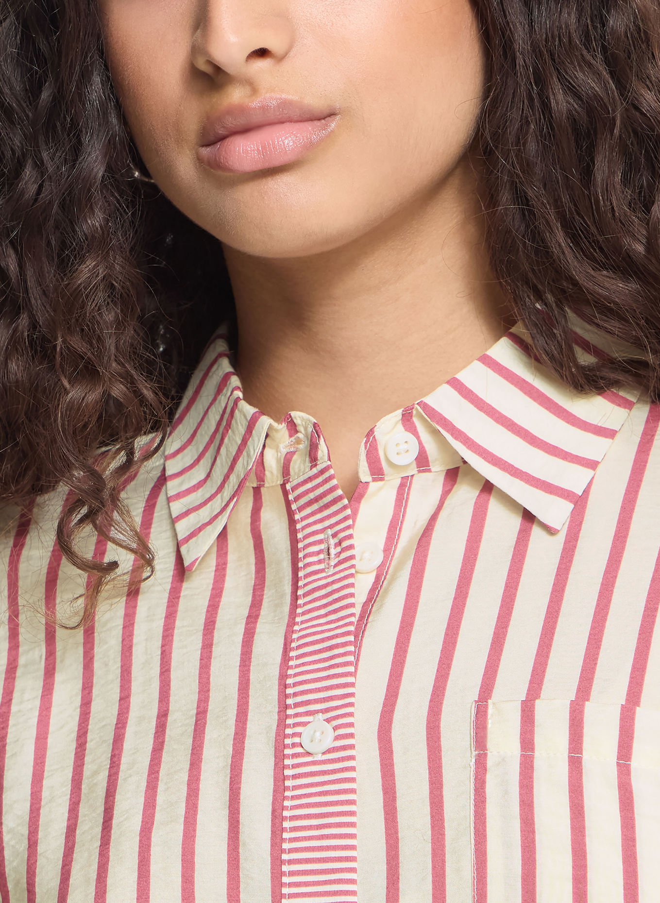 ICHI Hemdbluse IHLOURI: DUNKELROT / CREME
