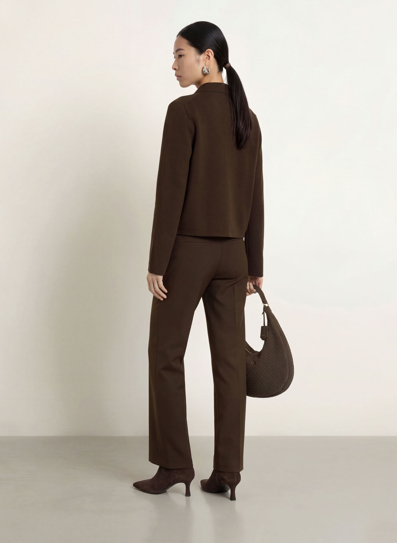 SELECTED Marlene-broek van jersey: MARRON FONCÉ