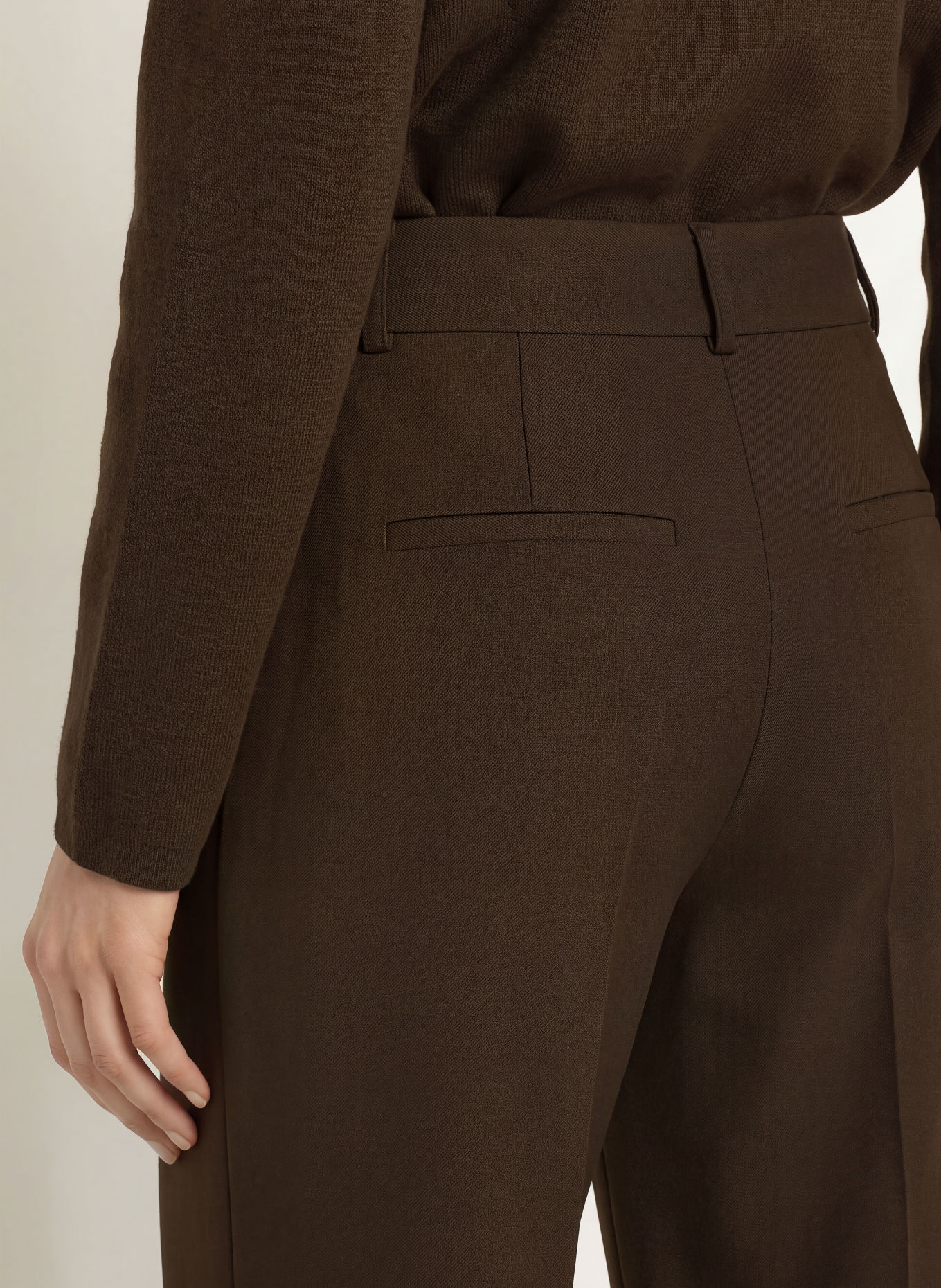 SELECTED Marlene-broek van jersey: MARRON FONCÉ