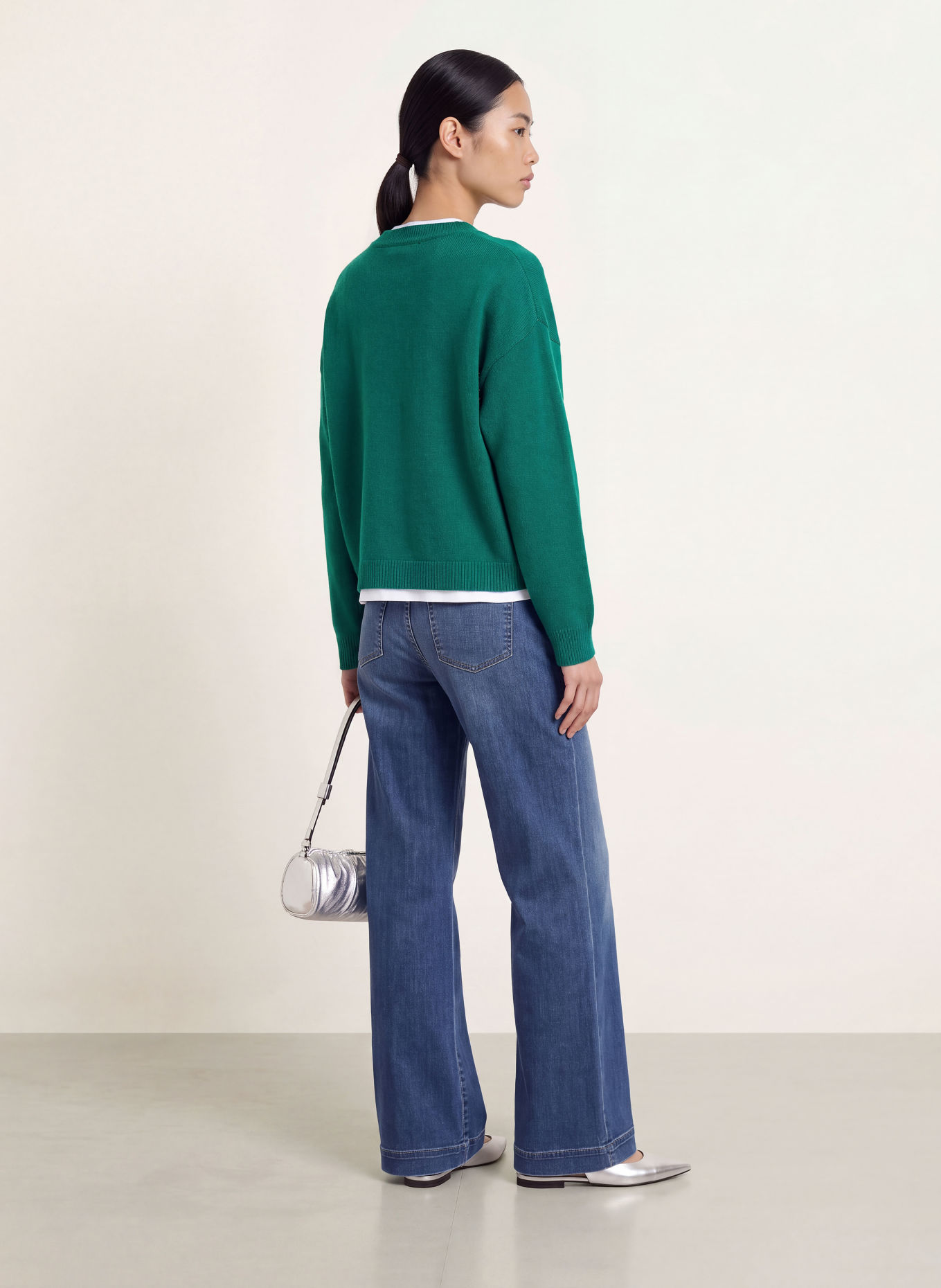 LIU JO Sweaters in a mix of materials: DARK GREEN / WHITE