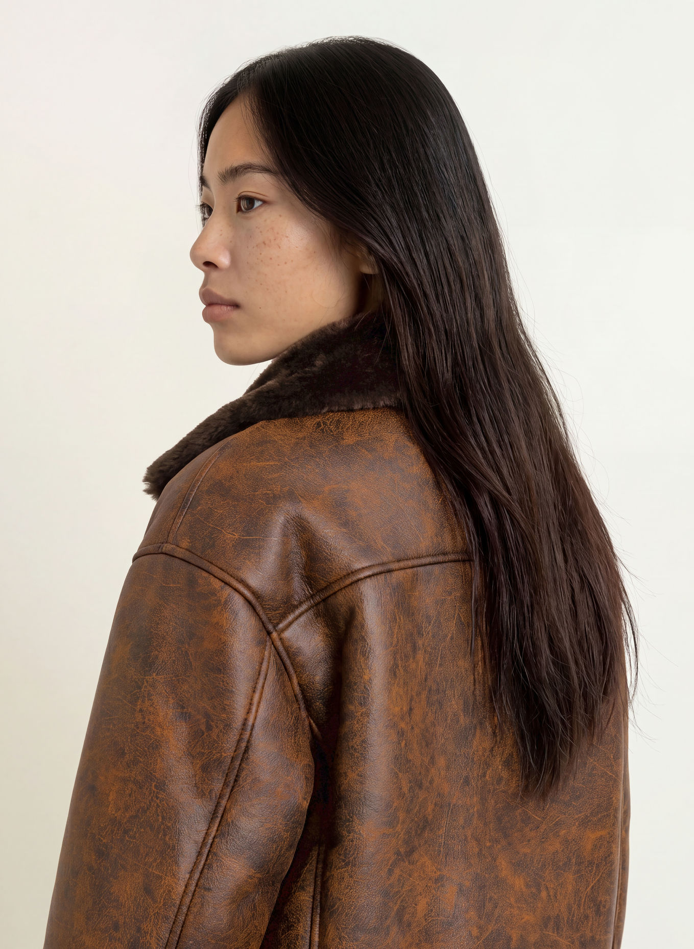 LIU JO Leather-look jacket with faux fur: DARK BROWN