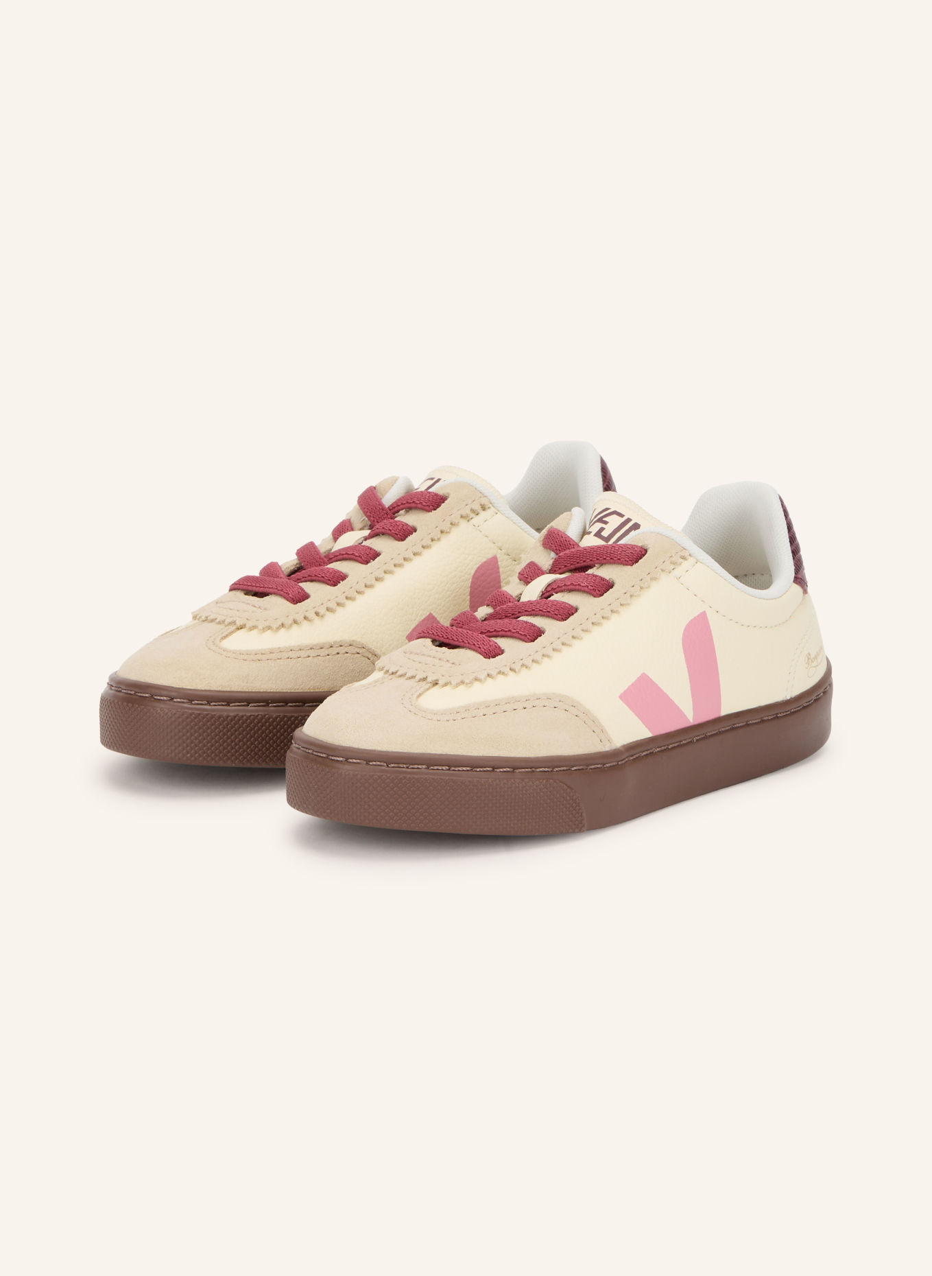 VEJA Sneaker SMALL VOLLEY: ECRU / HELLBRAUN / ROSA