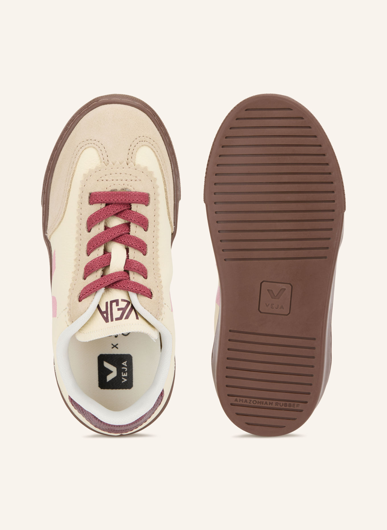 VEJA Sneaker SMALL VOLLEY: ECRU / HELLBRAUN / ROSA