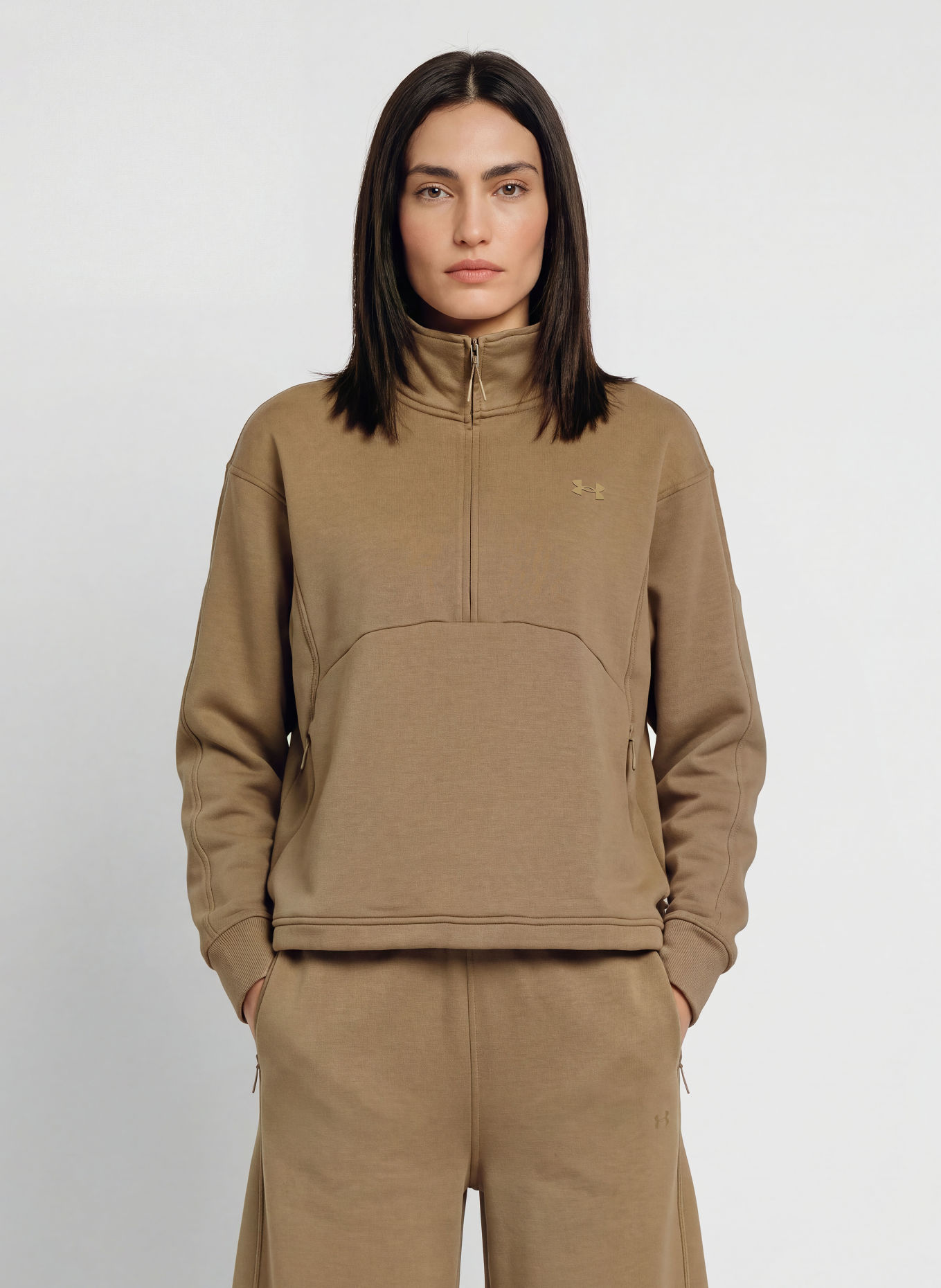 UNDER ARMOUR UA UNSTOPPABLE Half-zip sweatshirt: KHAKI