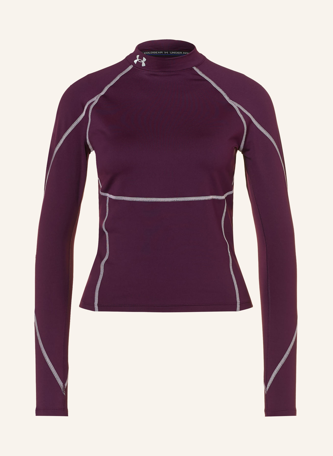UNDER ARMOUR Tričko s dlouhým rukávem UA COLDGEAR ELITE MOCK: FIALOVÁ / BÍLÁ