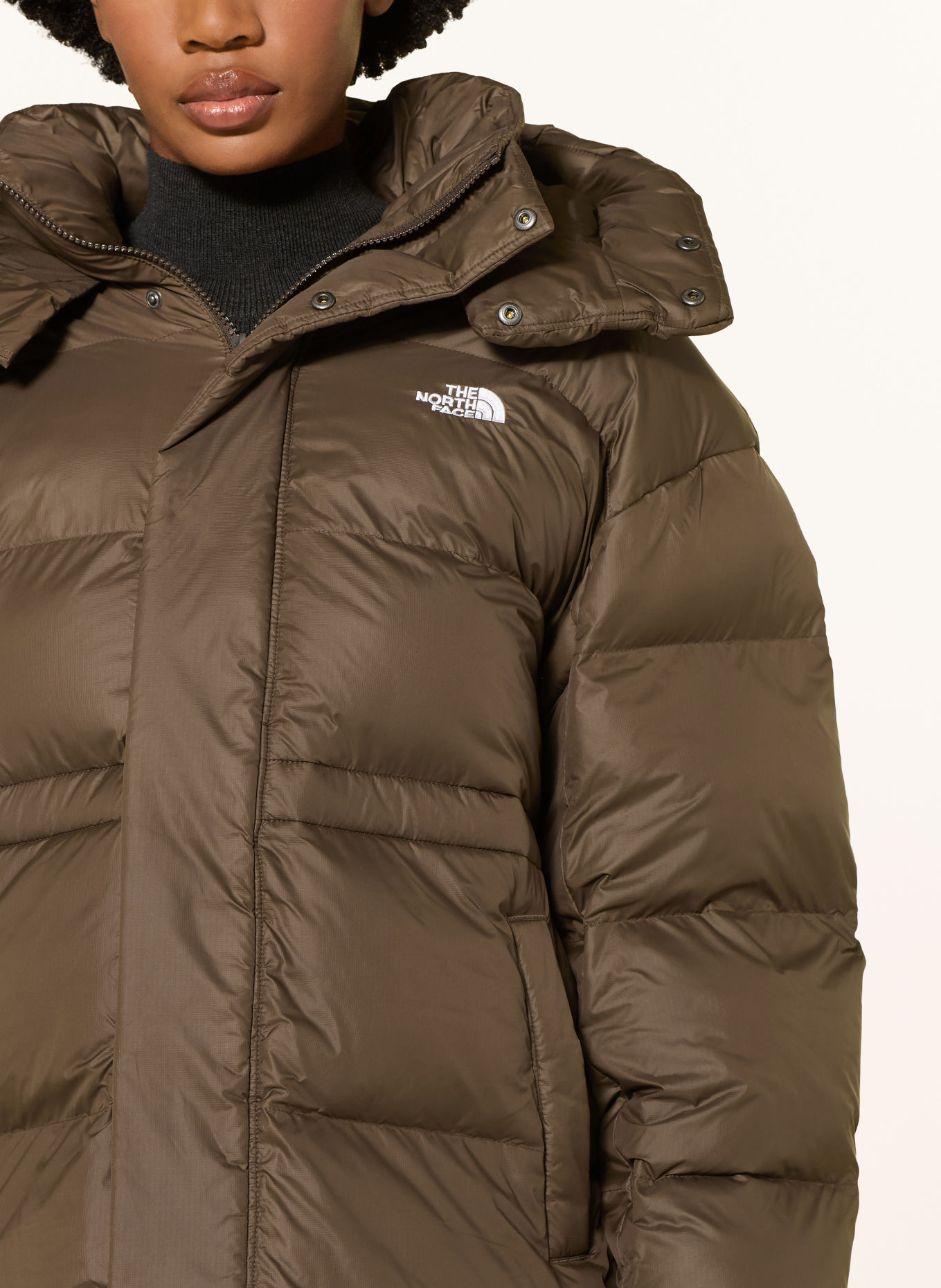 THE NORTH FACE Oversized Quilted Jacket: DARK BROWN