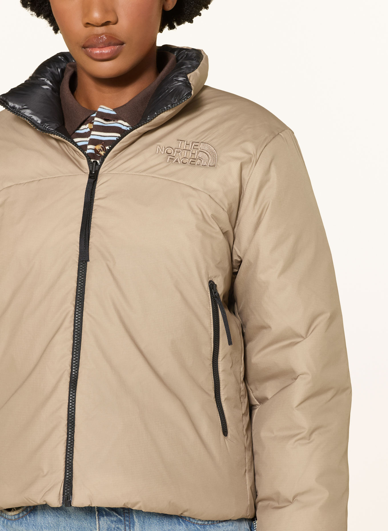 THE NORTH FACE Jachetă din puf PERTEX NUPTSE reversibilă: BEJ / NEGRU