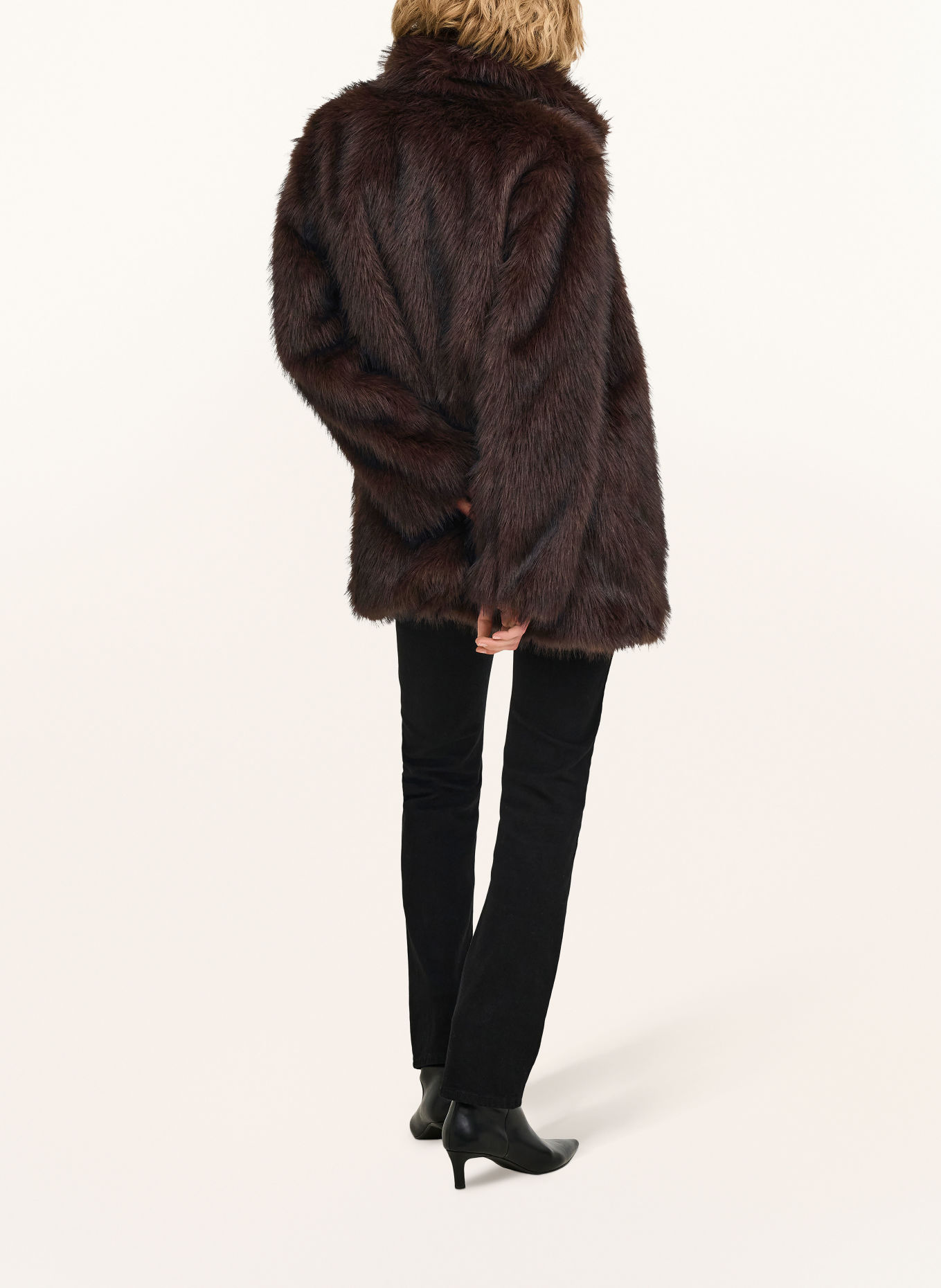 ONLY Faux Fur Jacket: DARK BROWN