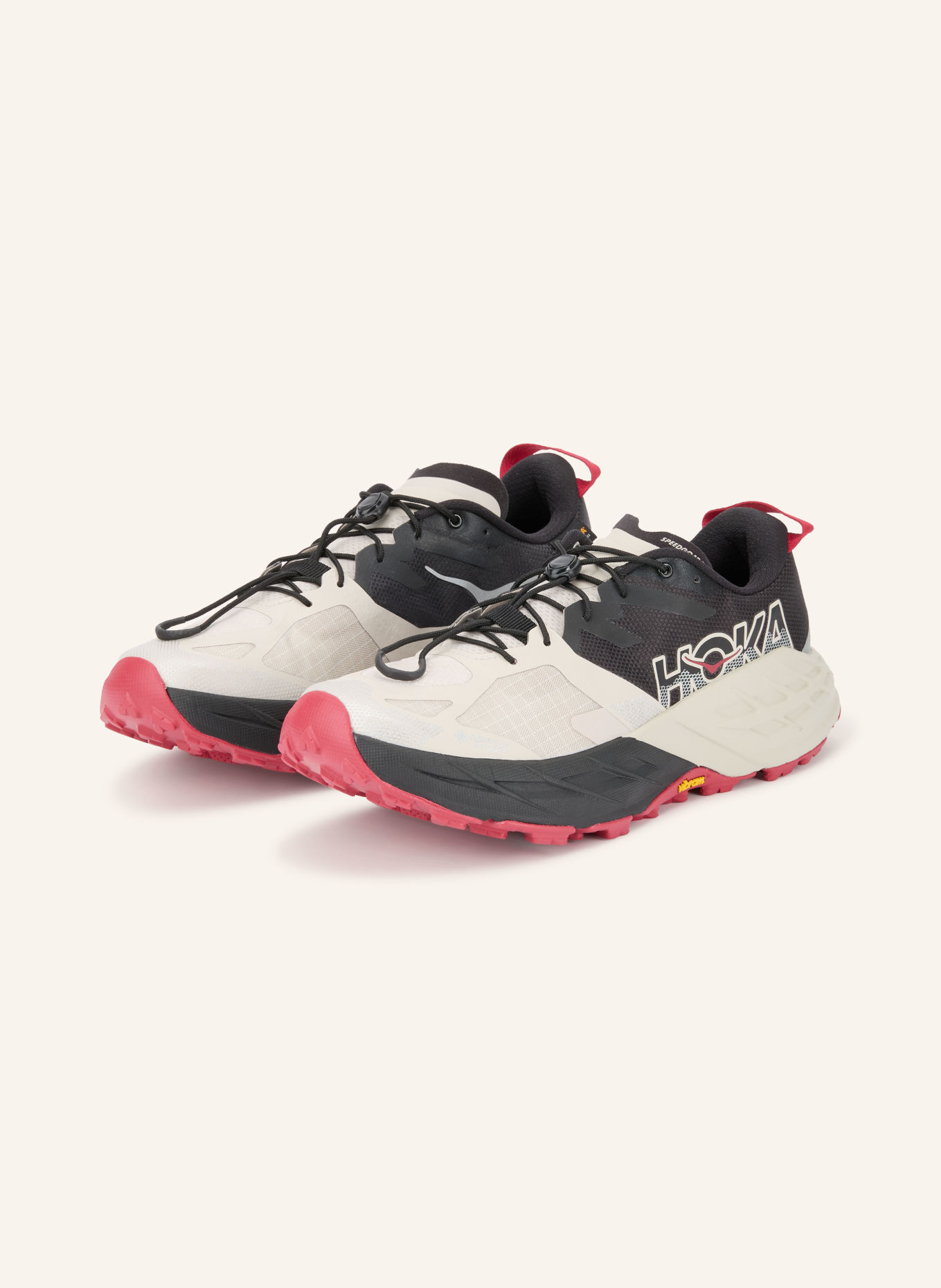 HOKA SPEEDGOAT 7 GTX Trail running shoes: LIGHT GRAY / DARK RED / BLACK