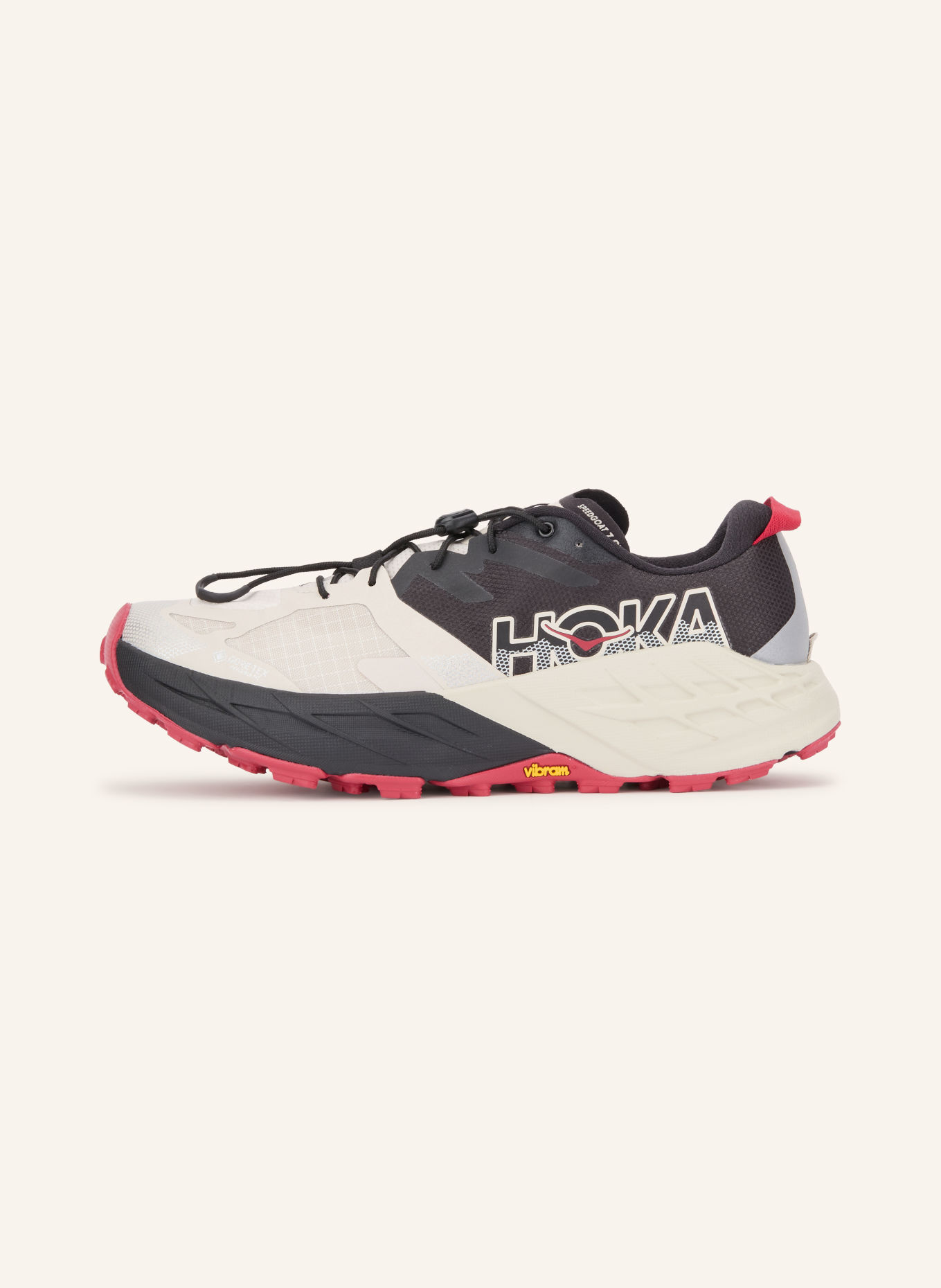 HOKA SPEEDGOAT 7 GTX Trail running shoes: LIGHT GRAY / DARK RED / BLACK