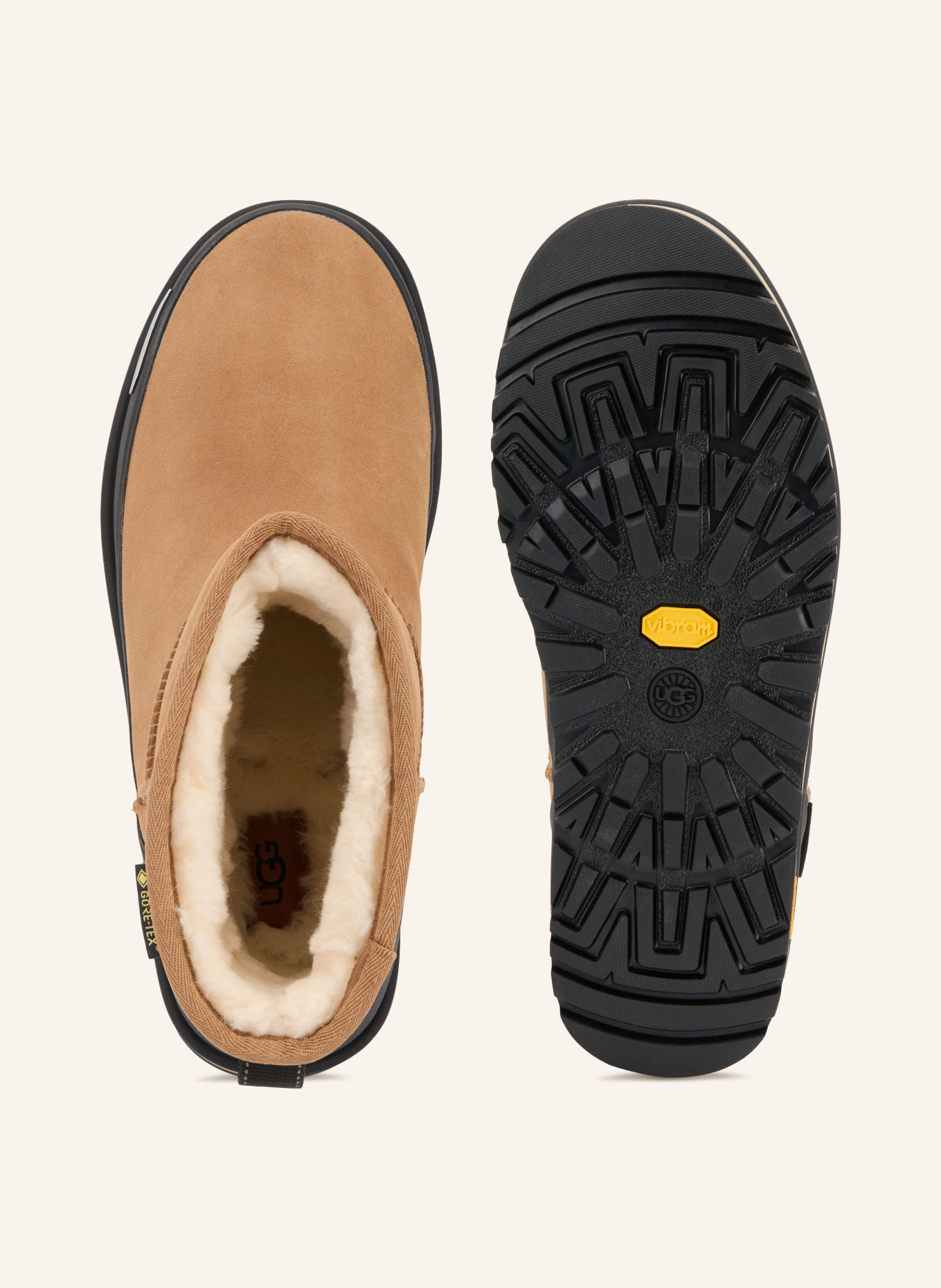 UGG Boots CLASSIC MINI: LIGHT BROWN / BLACK