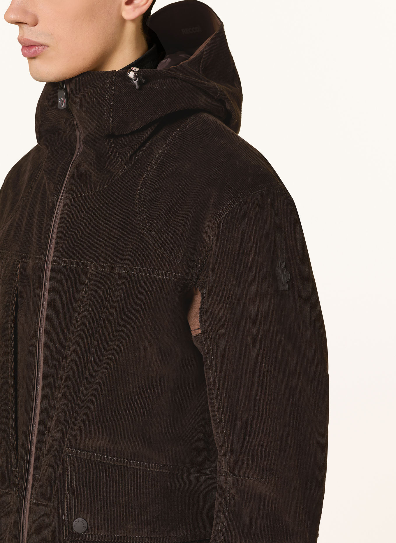 MONCLER GRENOBLE AIROLO Corduroy Ski Jacket: DARK BROWN